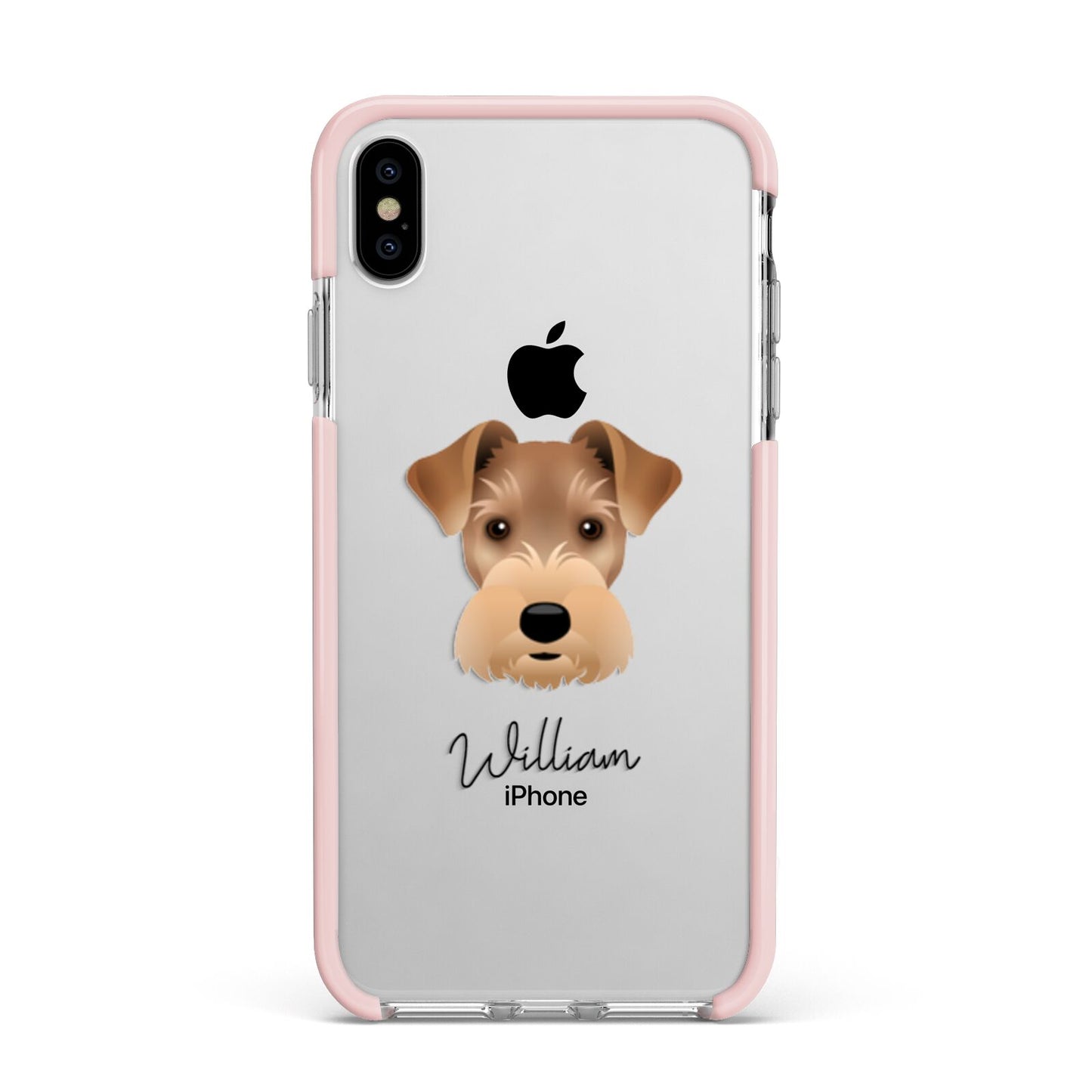 Welsh Terrier Personalised Apple iPhone Xs Max Impact Case Pink Edge on Silver Phone