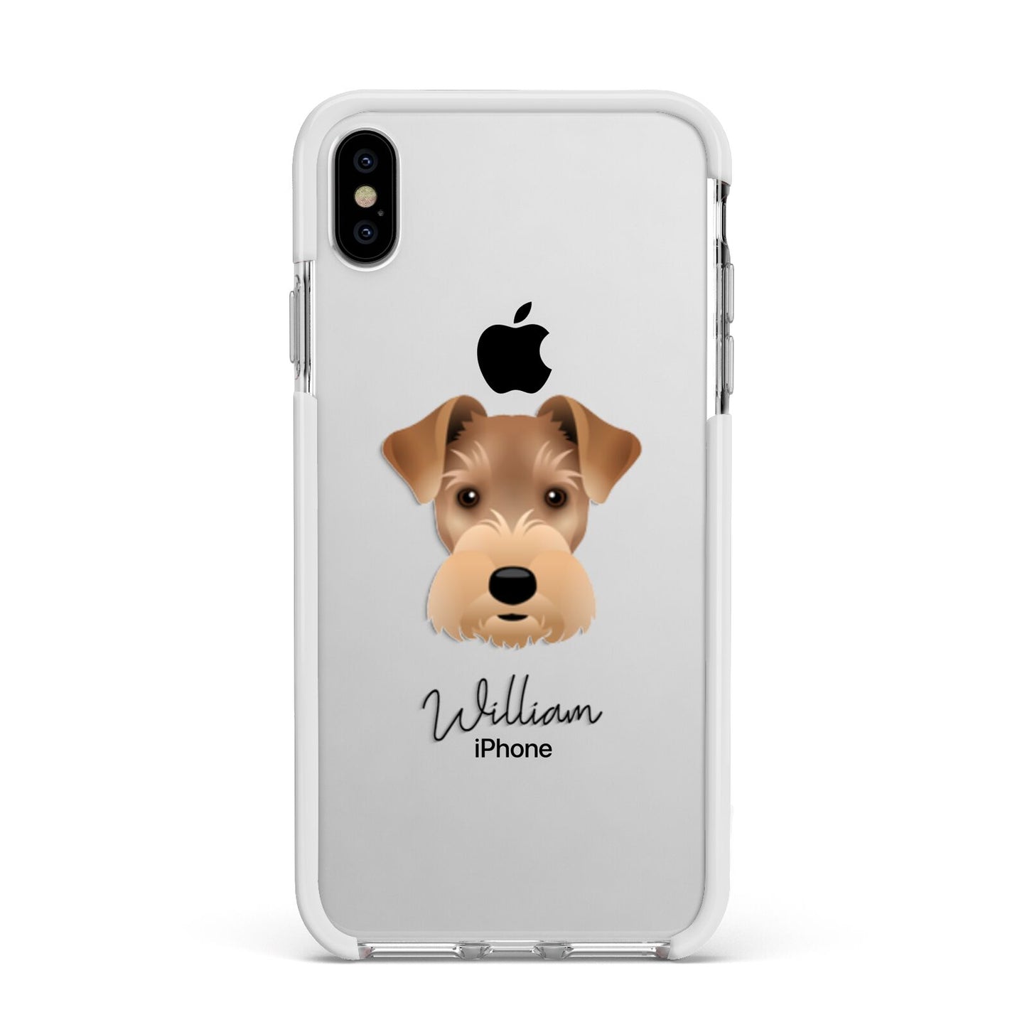 Welsh Terrier Personalised Apple iPhone Xs Max Impact Case White Edge on Silver Phone