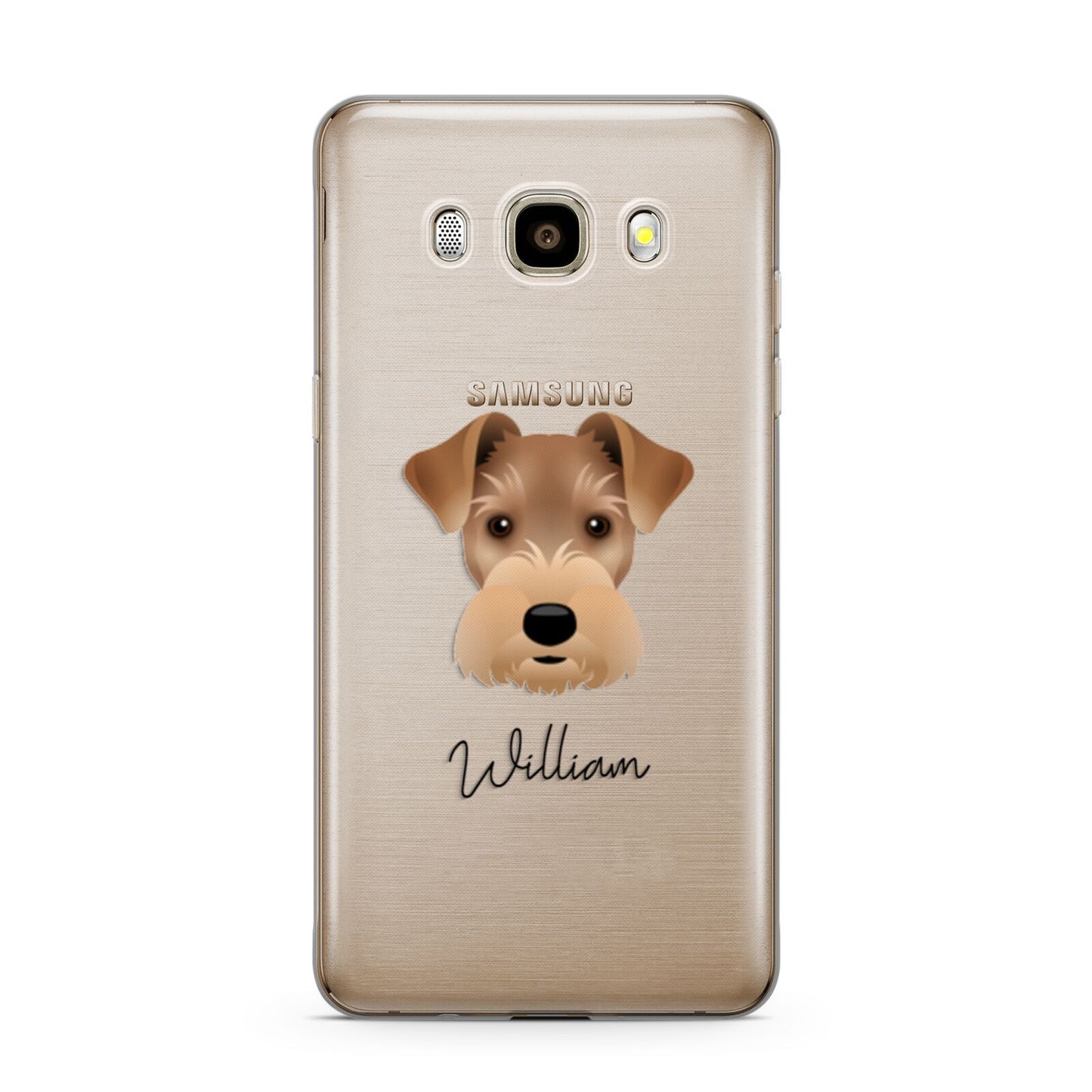 Welsh Terrier Personalised Samsung Galaxy J7 2016 Case on gold phone