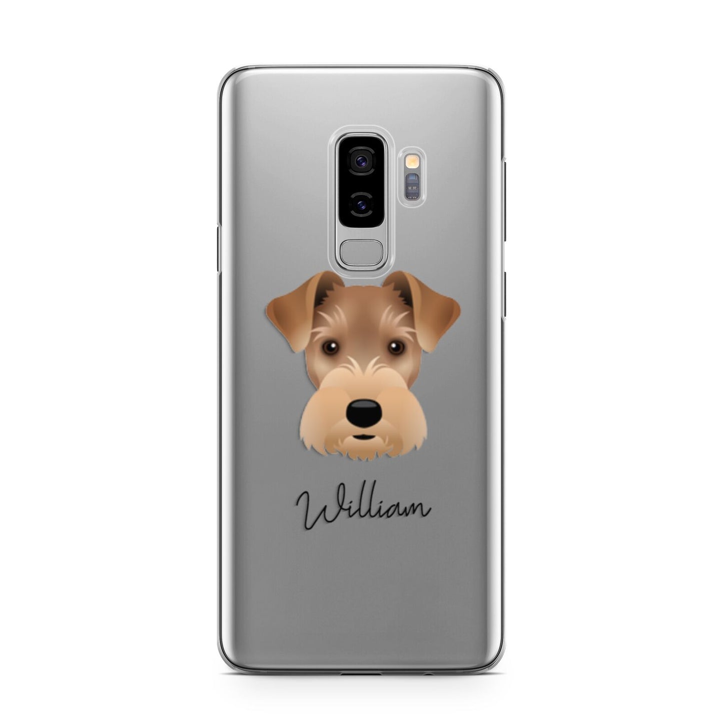 Welsh Terrier Personalised Samsung Galaxy S9 Plus Case on Silver phone
