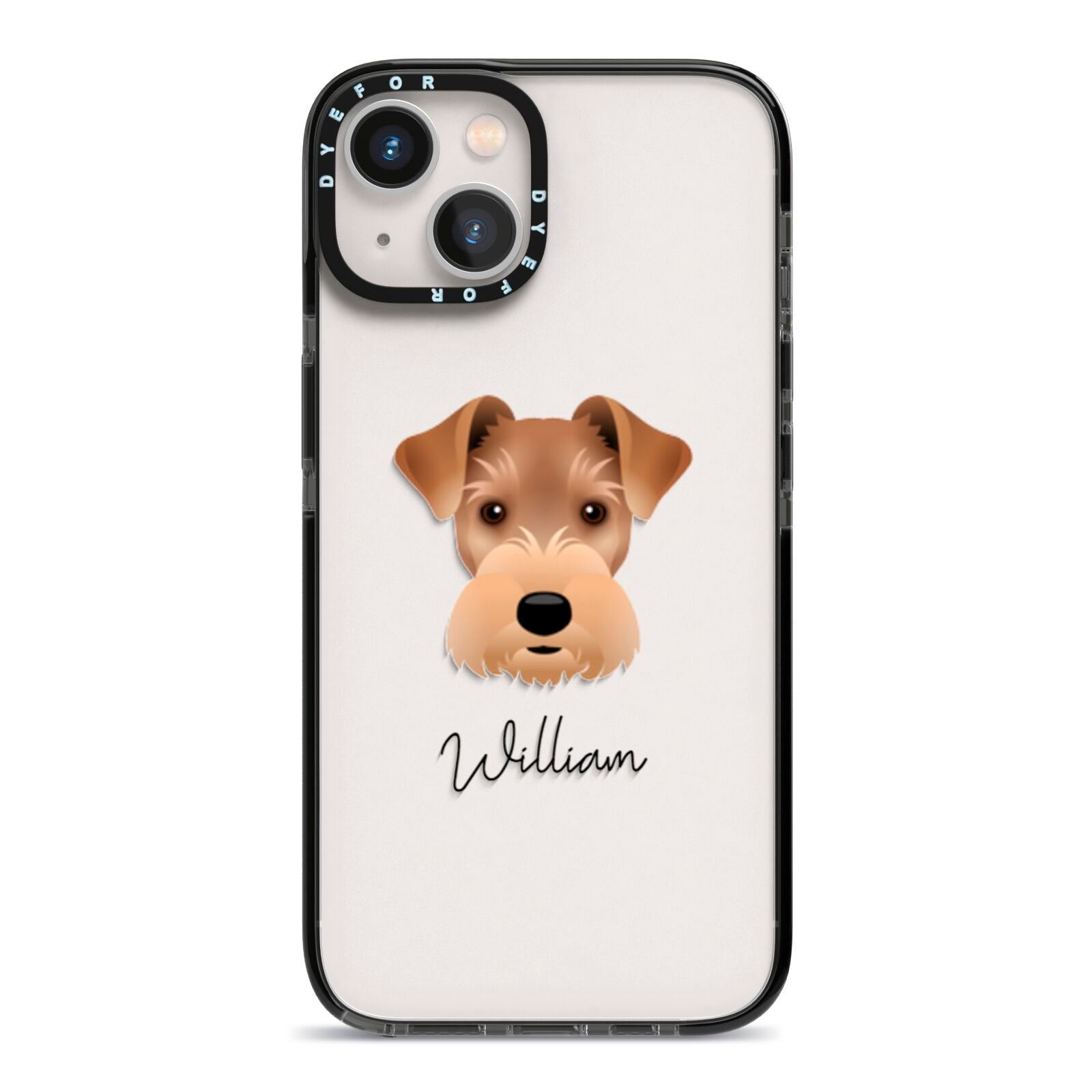 Welsh Terrier Personalised iPhone 13 Black Impact Case on Silver phone