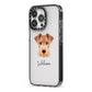 Welsh Terrier Personalised iPhone 13 Pro Black Impact Case Side Angle on Silver phone
