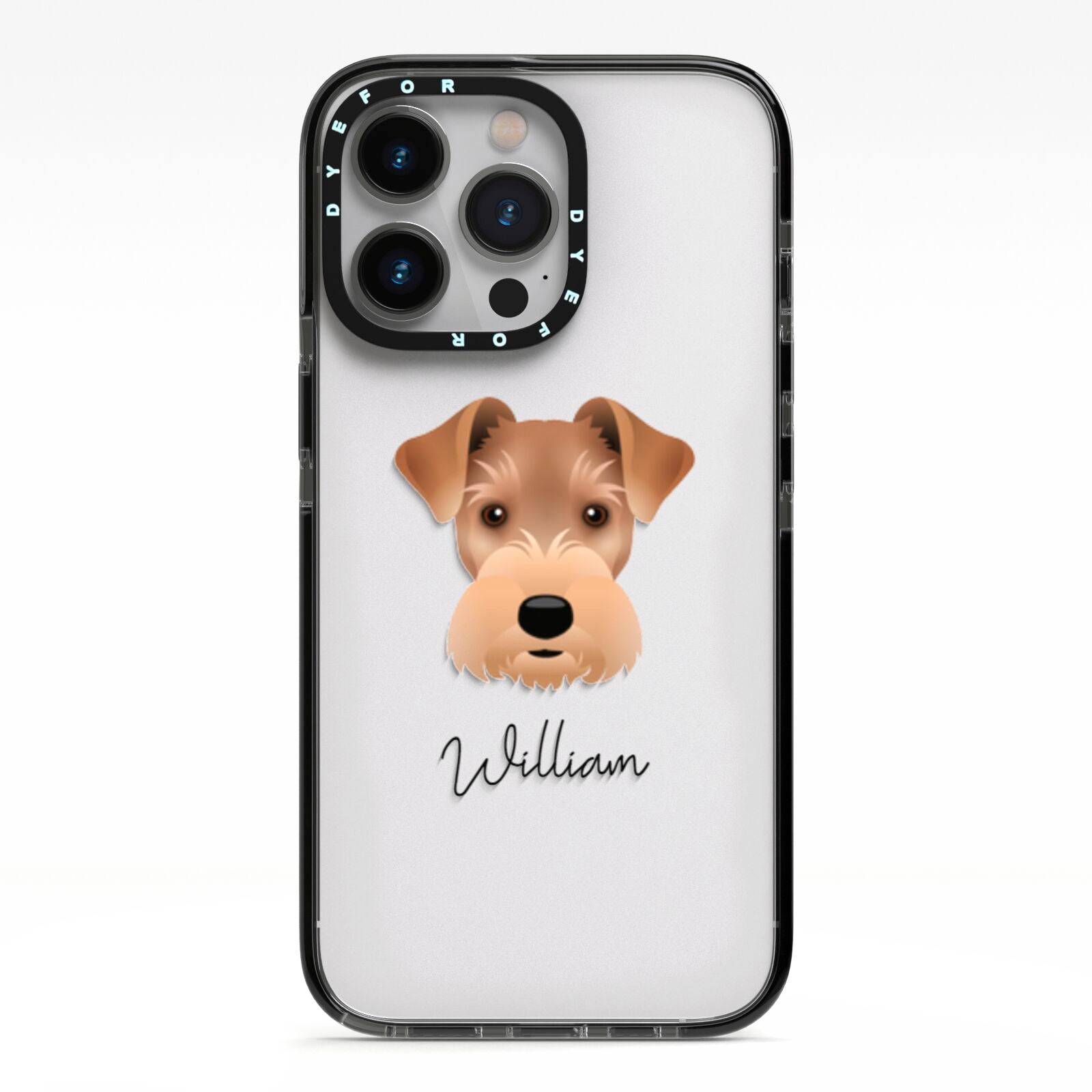 Welsh Terrier Personalised iPhone 13 Pro Black Impact Case on Silver phone