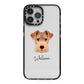 Welsh Terrier Personalised iPhone 13 Pro Max Black Impact Case on Silver phone