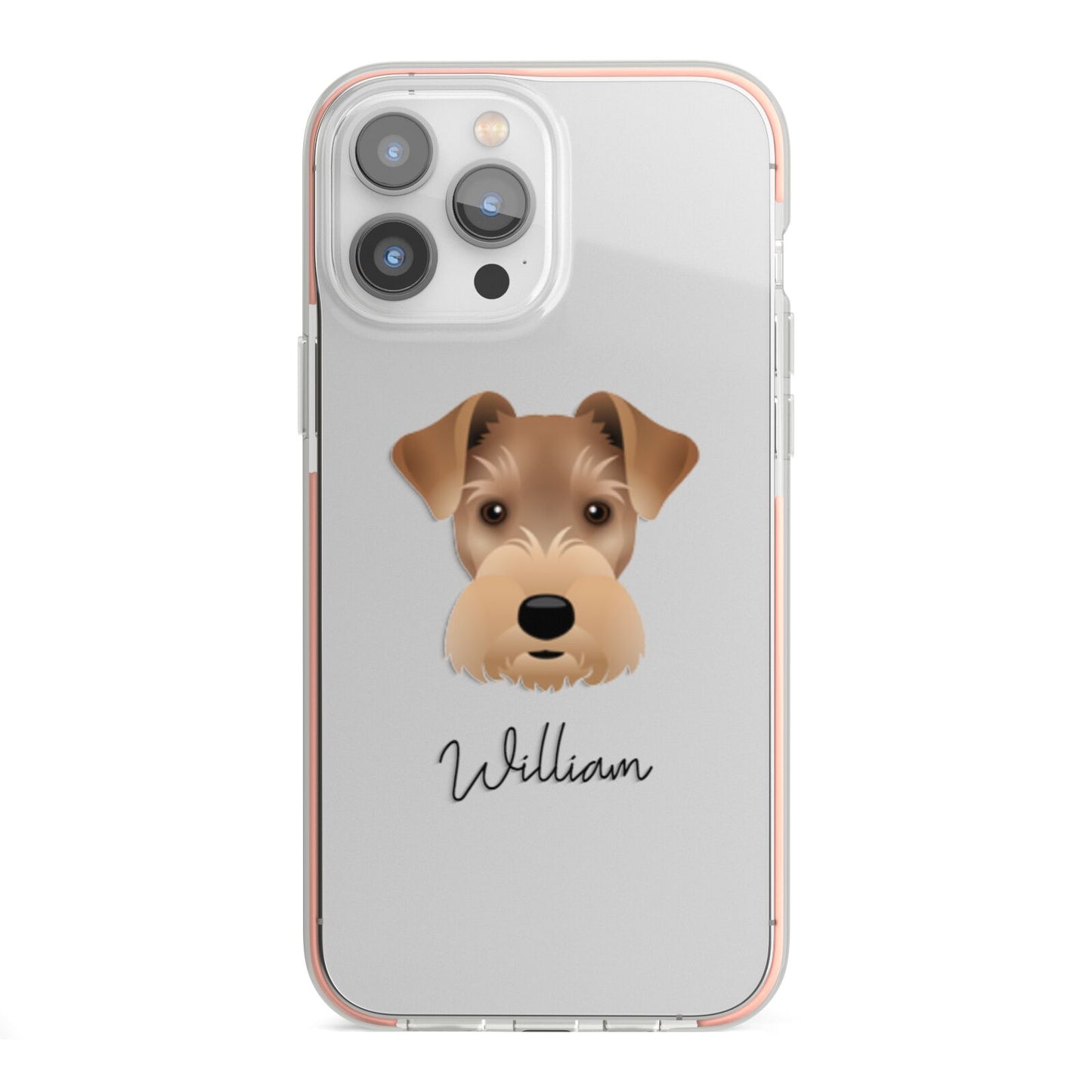 Welsh Terrier Personalised iPhone 13 Pro Max TPU Impact Case with Pink Edges