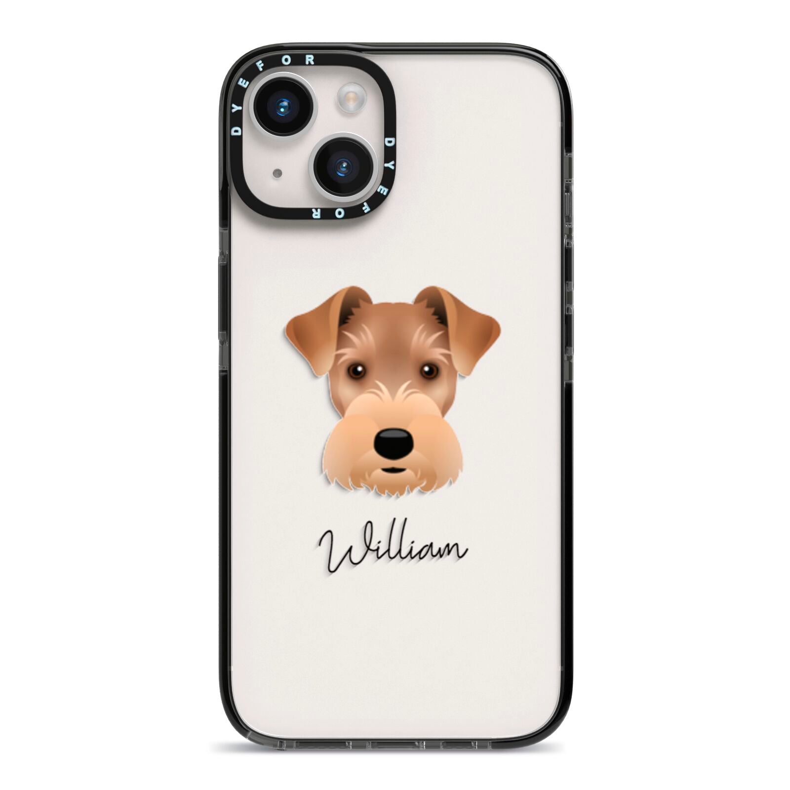 Welsh Terrier Personalised iPhone 14 Black Impact Case on Silver phone