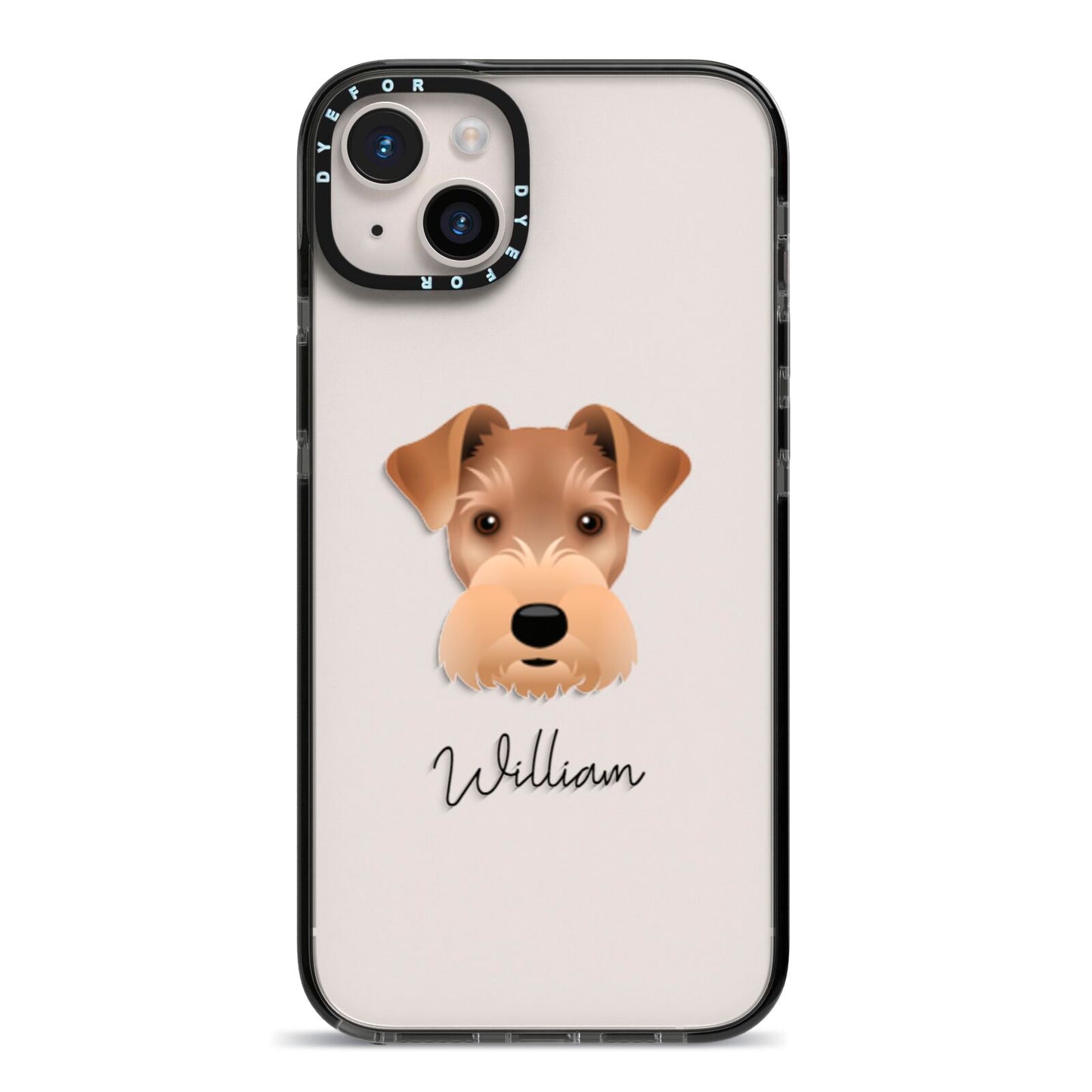 Welsh Terrier Personalised iPhone 14 Plus Black Impact Case on Silver phone