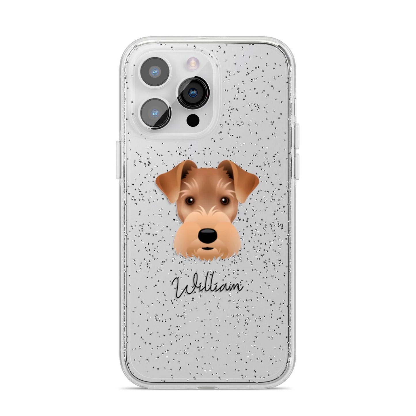 Welsh Terrier Personalised iPhone 14 Pro Max Glitter Tough Case Silver