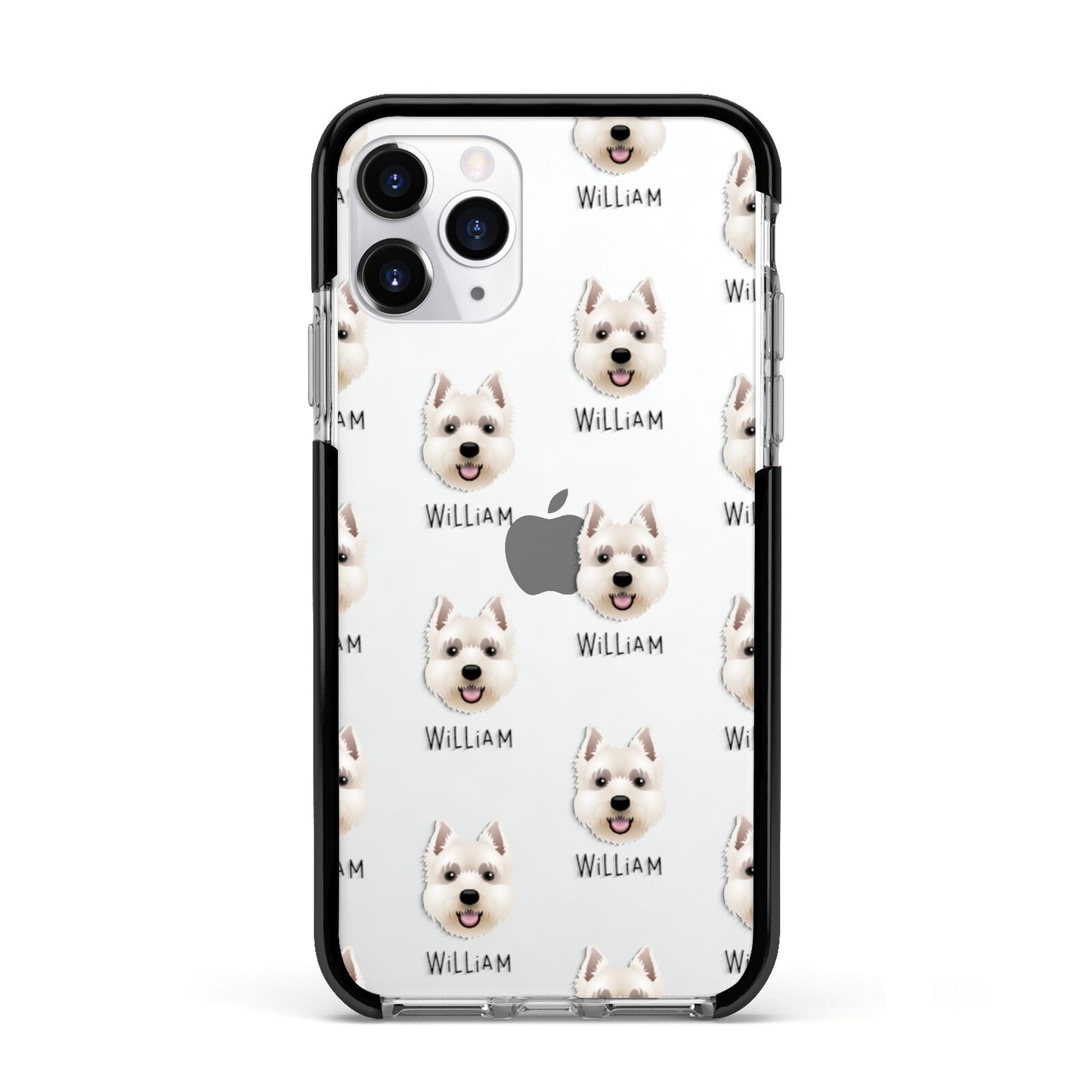 West Highland White Terrier Icon with Name Apple iPhone 11 Pro in Silver with Black Impact Case