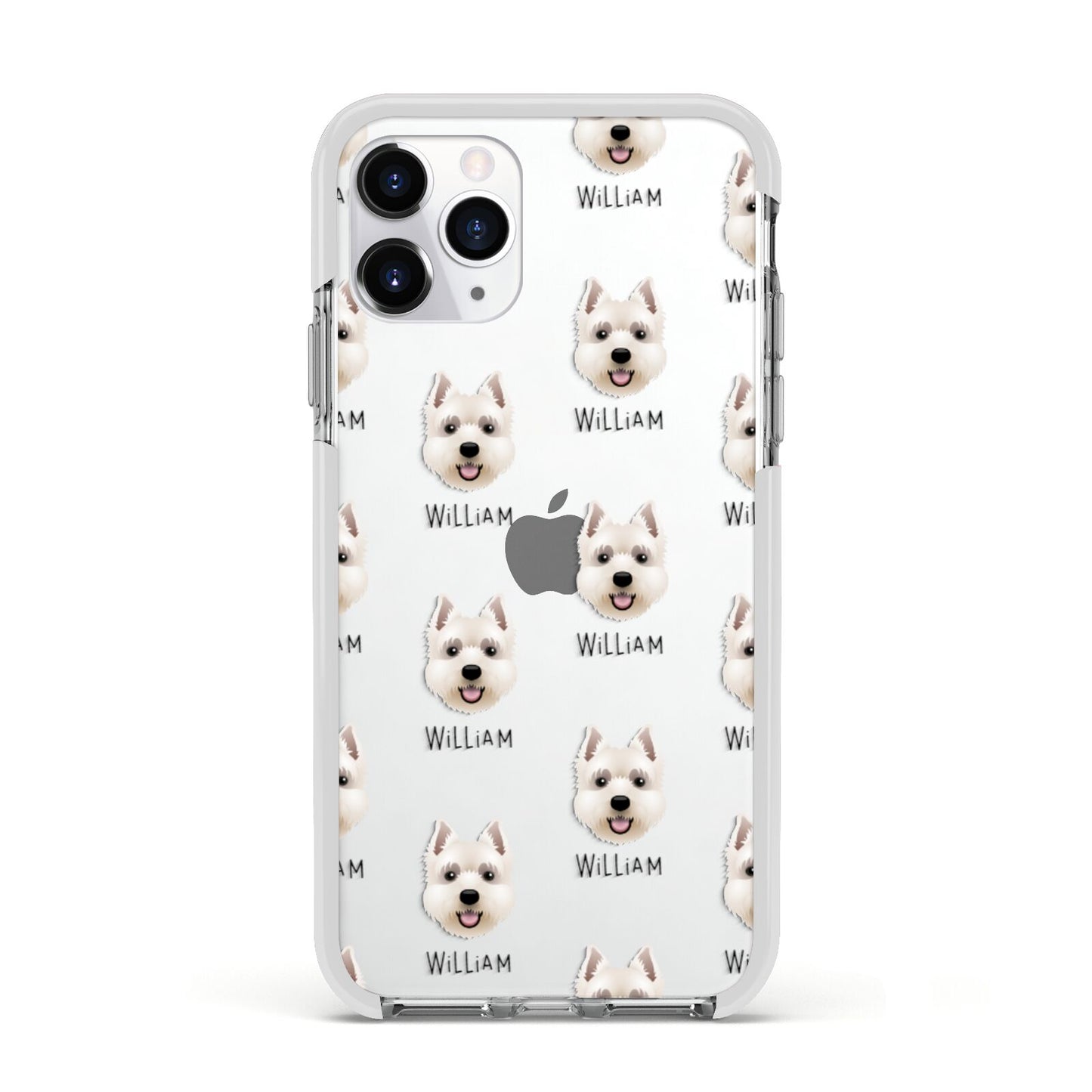 West Highland White Terrier Icon with Name Apple iPhone 11 Pro in Silver with White Impact Case