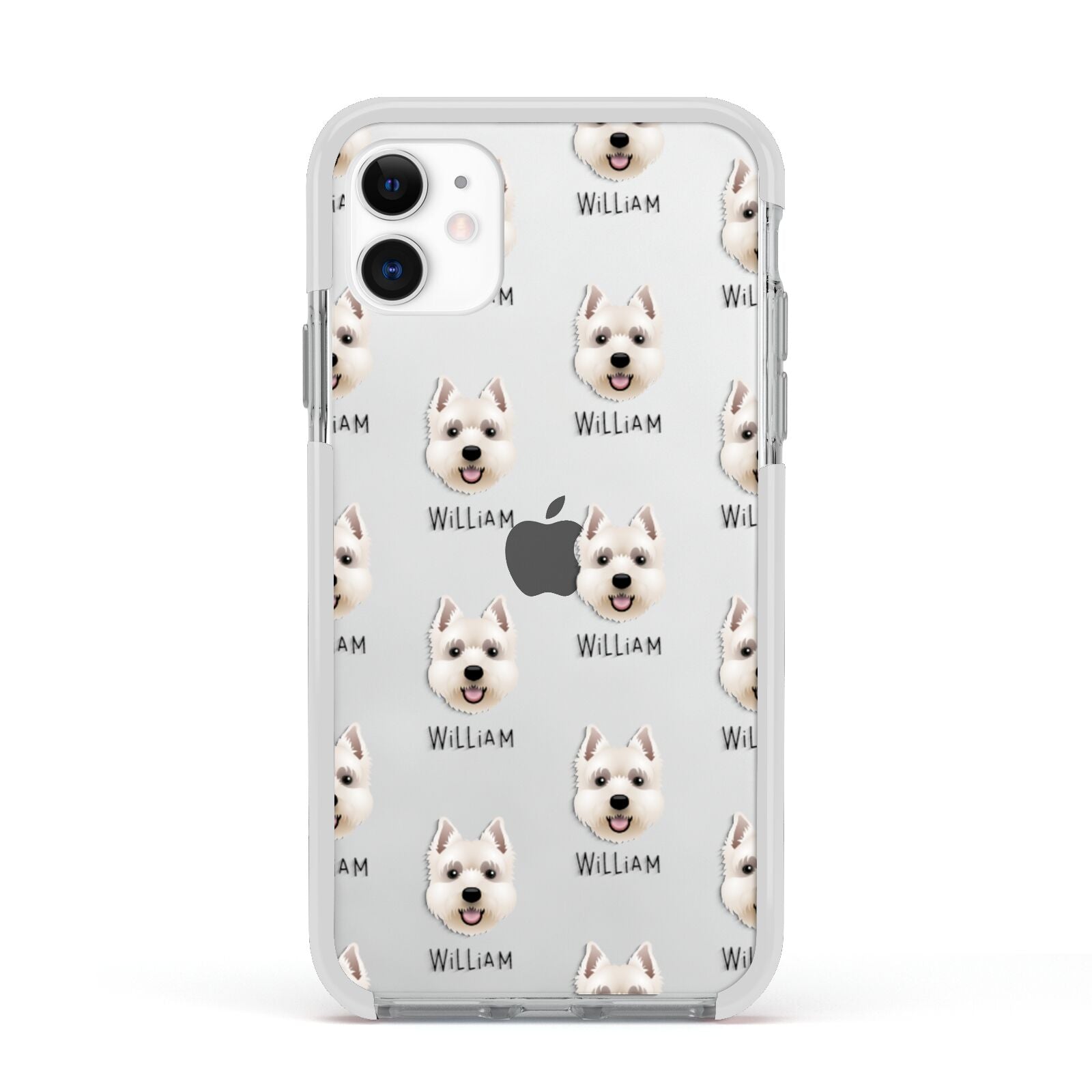 West Highland White Terrier Icon with Name Apple iPhone 11 in White with White Impact Case