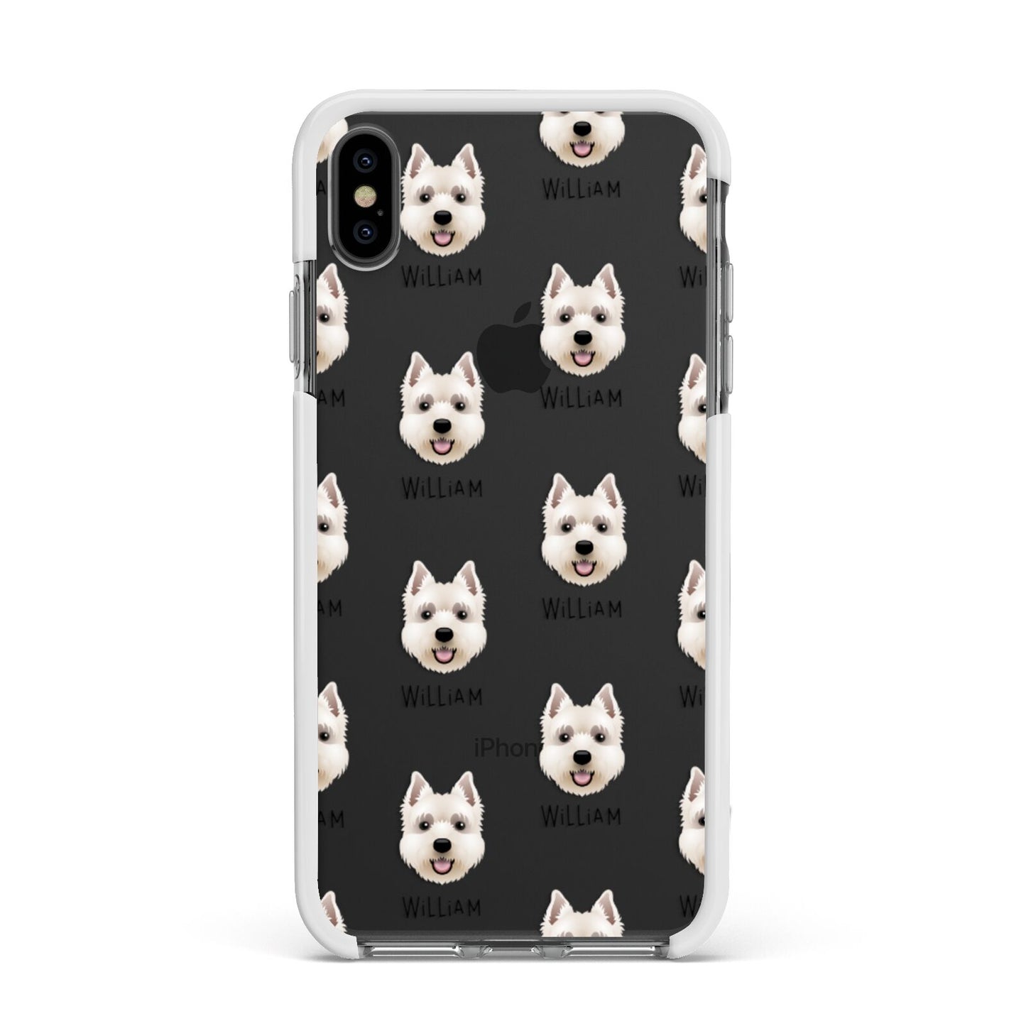 West Highland White Terrier Icon with Name Apple iPhone Xs Max Impact Case White Edge on Black Phone