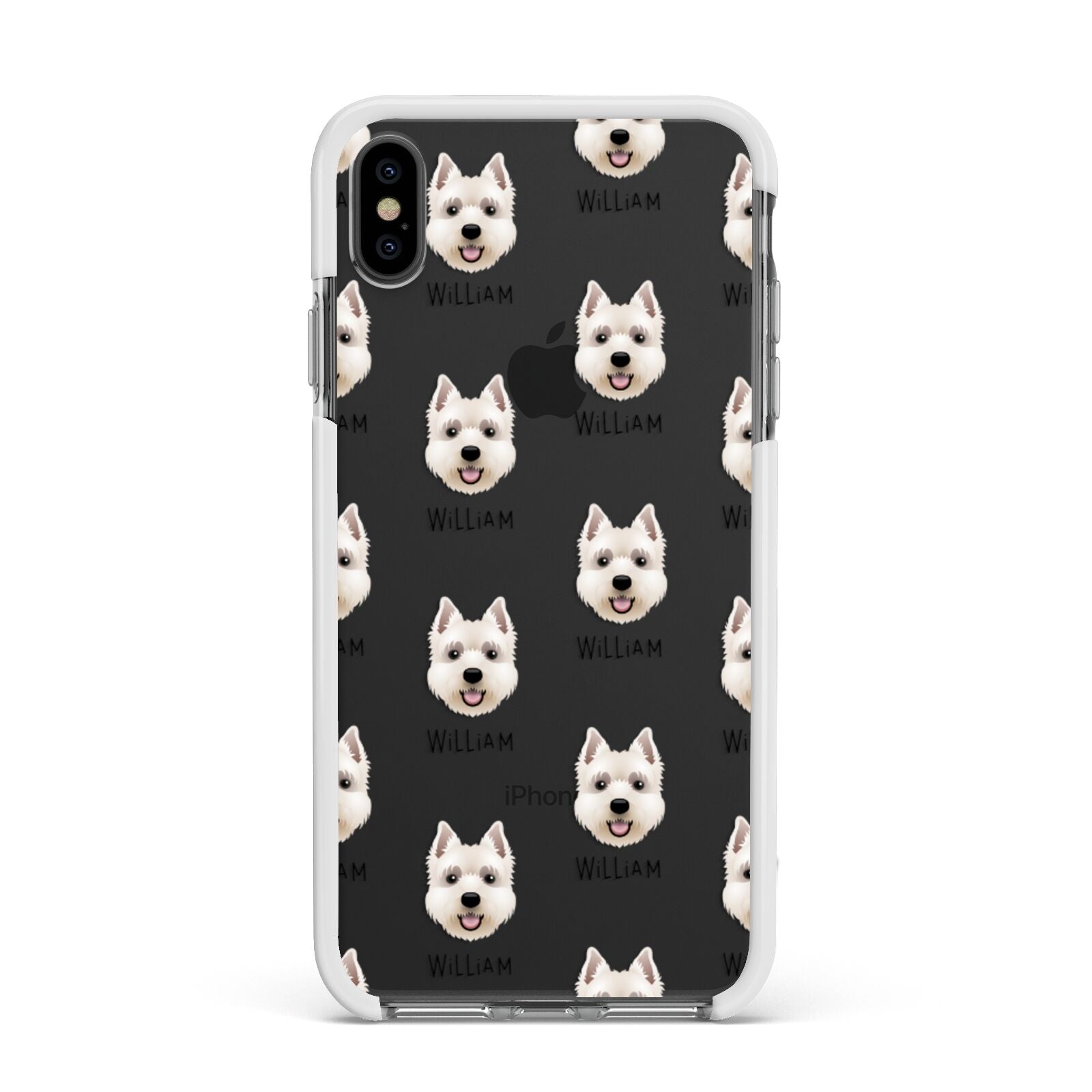West Highland White Terrier Icon with Name Apple iPhone Xs Max Impact Case White Edge on Black Phone