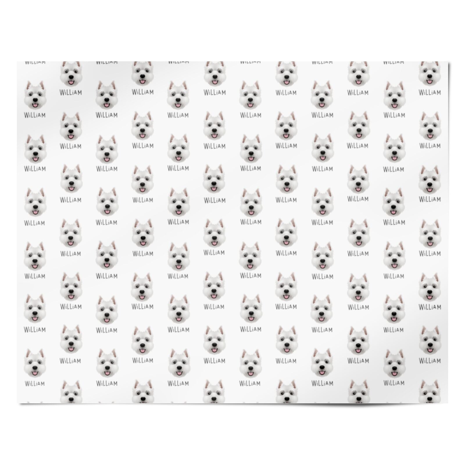 West Highland White Terrier Icon with Name Personalised Wrapping Paper Alternative