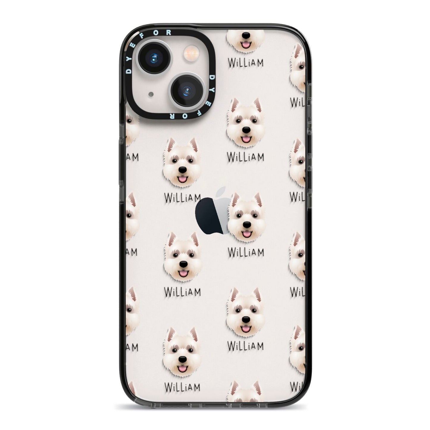 West Highland White Terrier Icon with Name iPhone 13 Black Impact Case on Silver phone