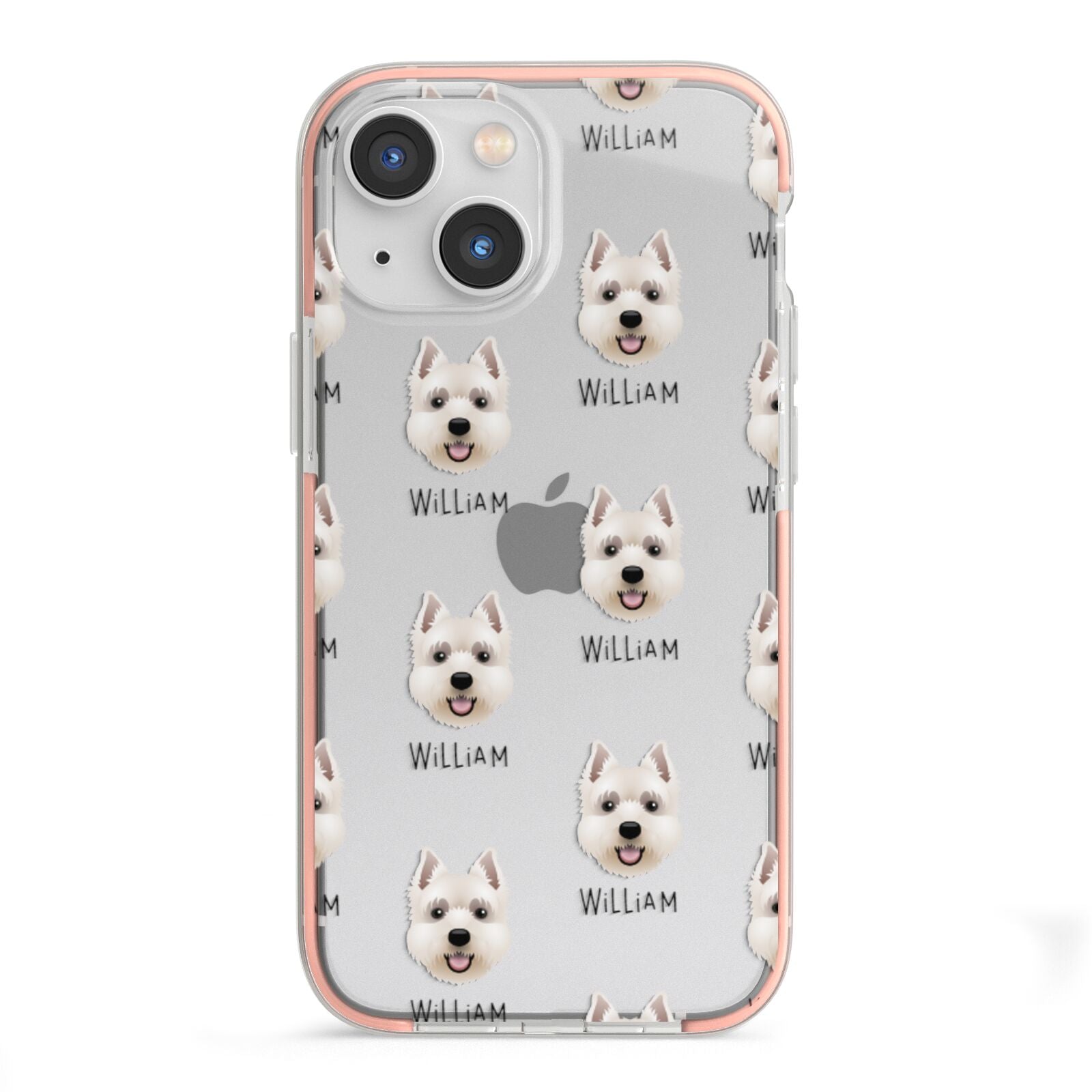West Highland White Terrier Icon with Name iPhone 13 Mini TPU Impact Case with Pink Edges