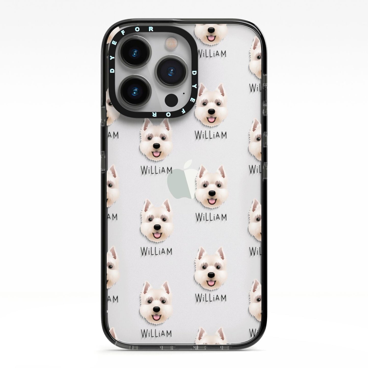 West Highland White Terrier Icon with Name iPhone 13 Pro Black Impact Case on Silver phone