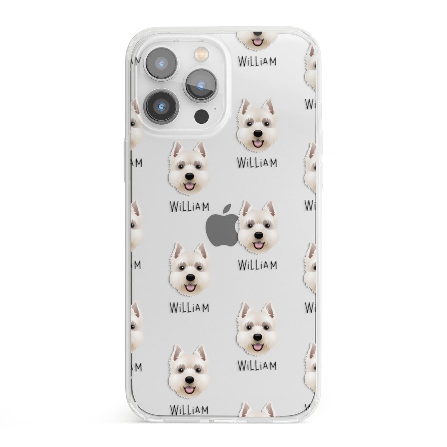 West Highland White Terrier Icon with Name iPhone 13 Pro Max Clear Bumper Case