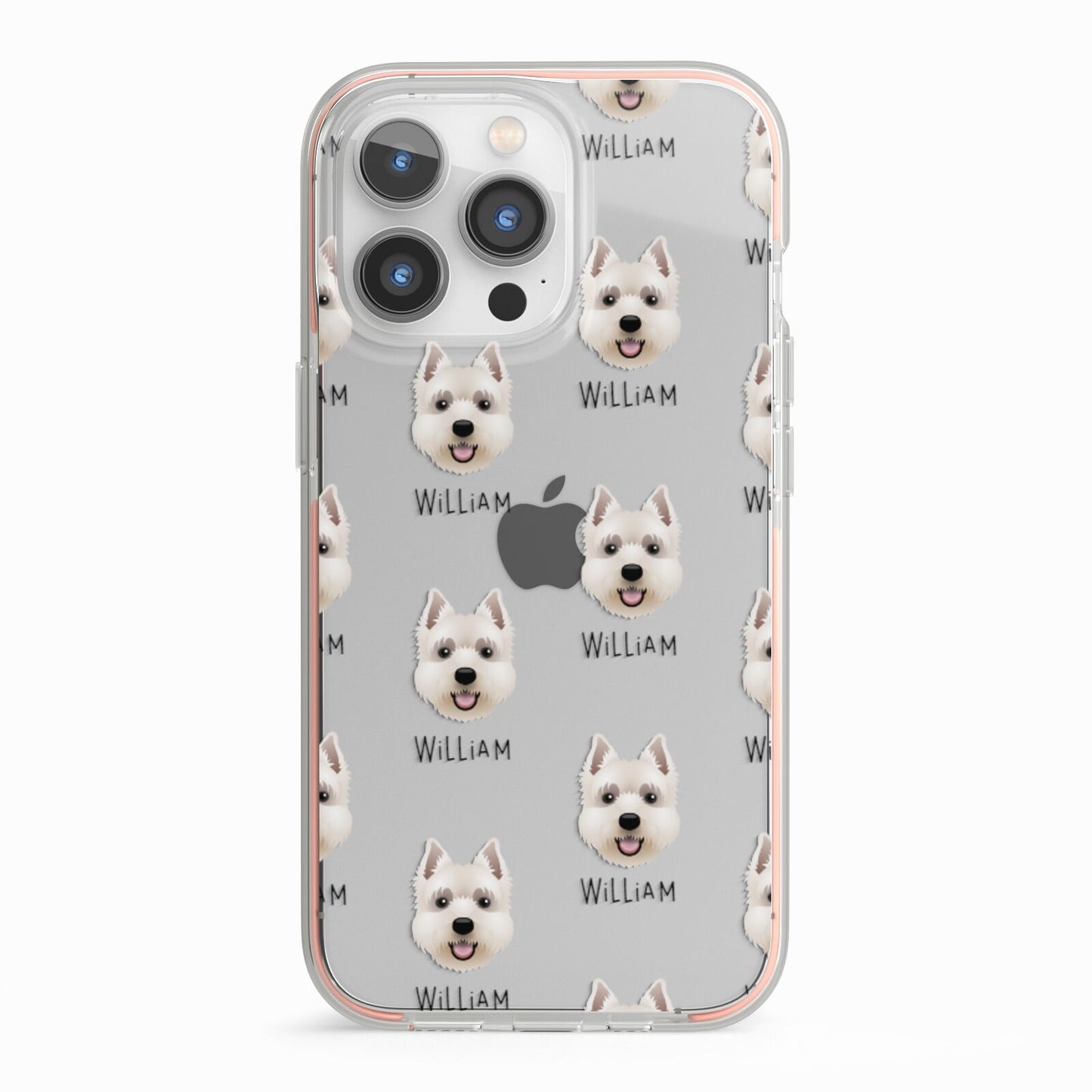 West Highland White Terrier Icon with Name iPhone 13 Pro TPU Impact Case with Pink Edges