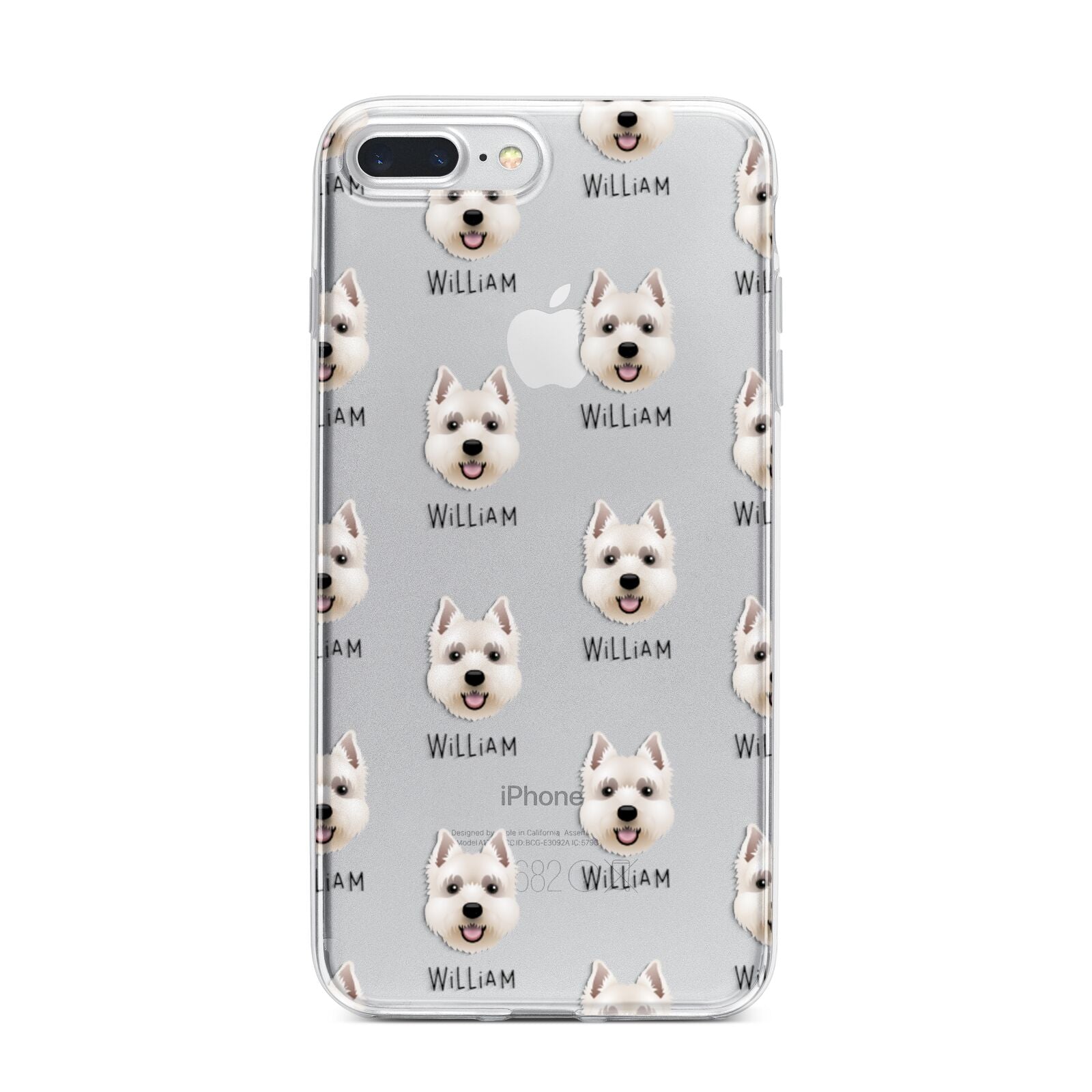 West Highland White Terrier Icon with Name iPhone 7 Plus Bumper Case on Silver iPhone