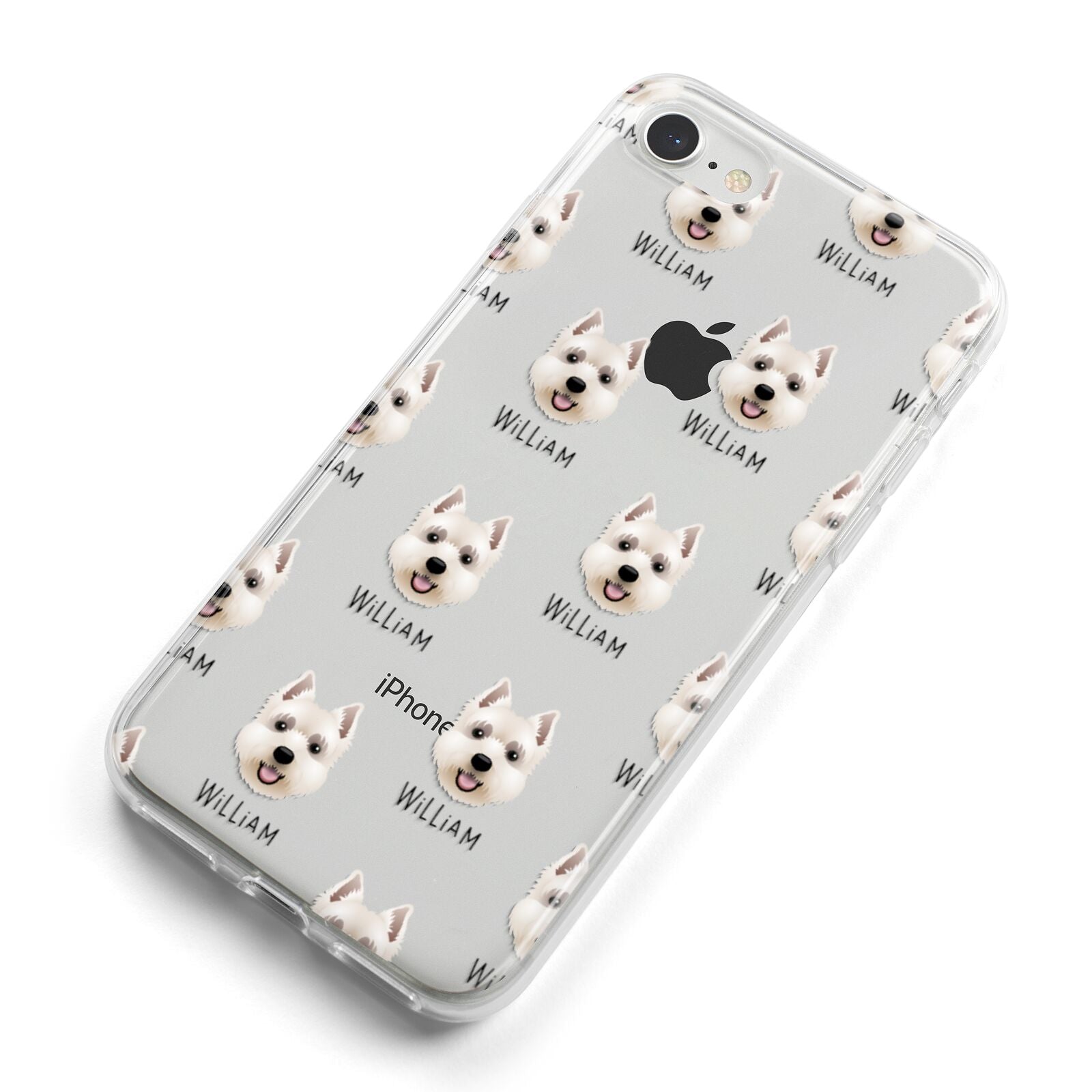 West Highland White Terrier Icon with Name iPhone 8 Bumper Case on Silver iPhone Alternative Image