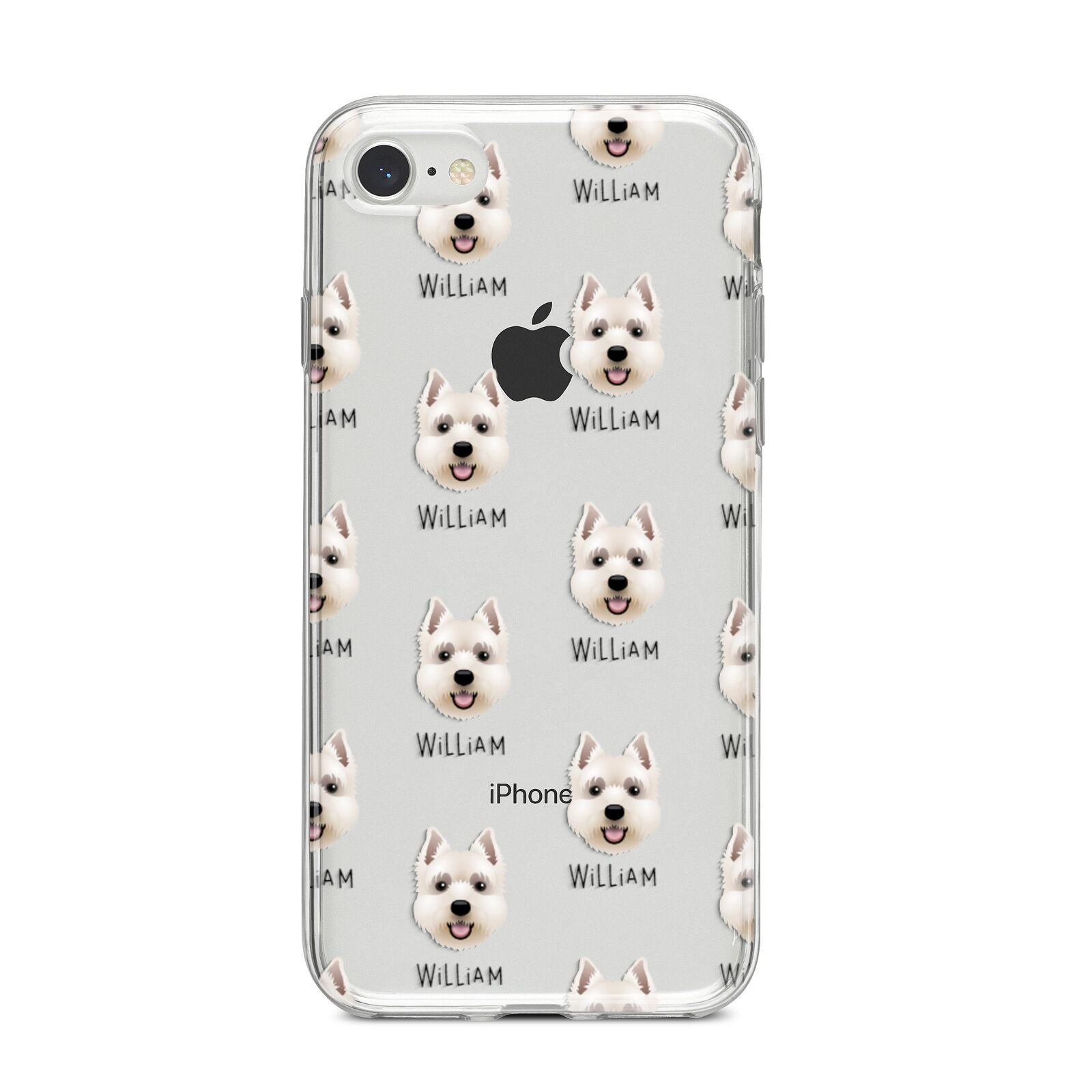 West Highland White Terrier Icon with Name iPhone 8 Bumper Case on Silver iPhone