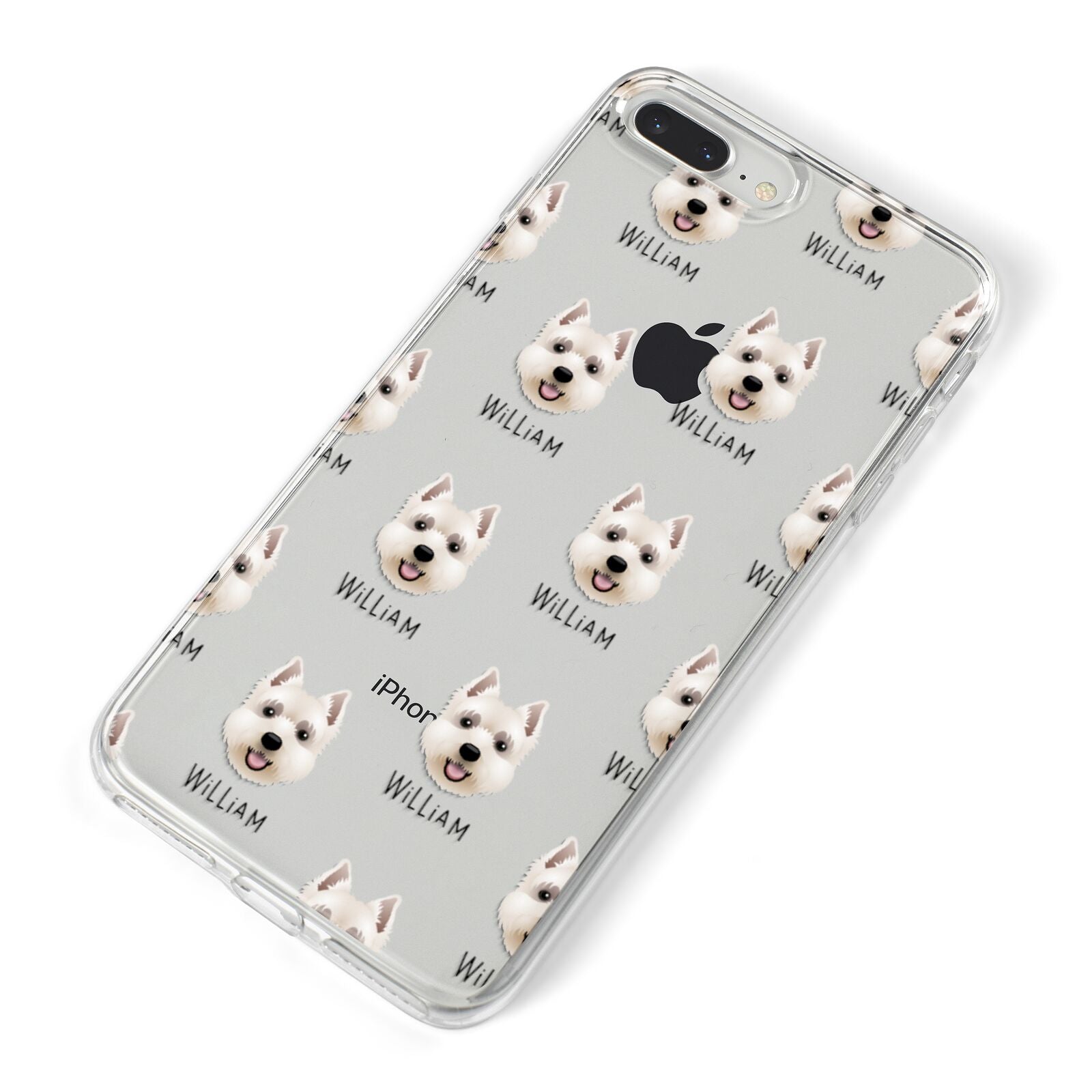 West Highland White Terrier Icon with Name iPhone 8 Plus Bumper Case on Silver iPhone Alternative Image