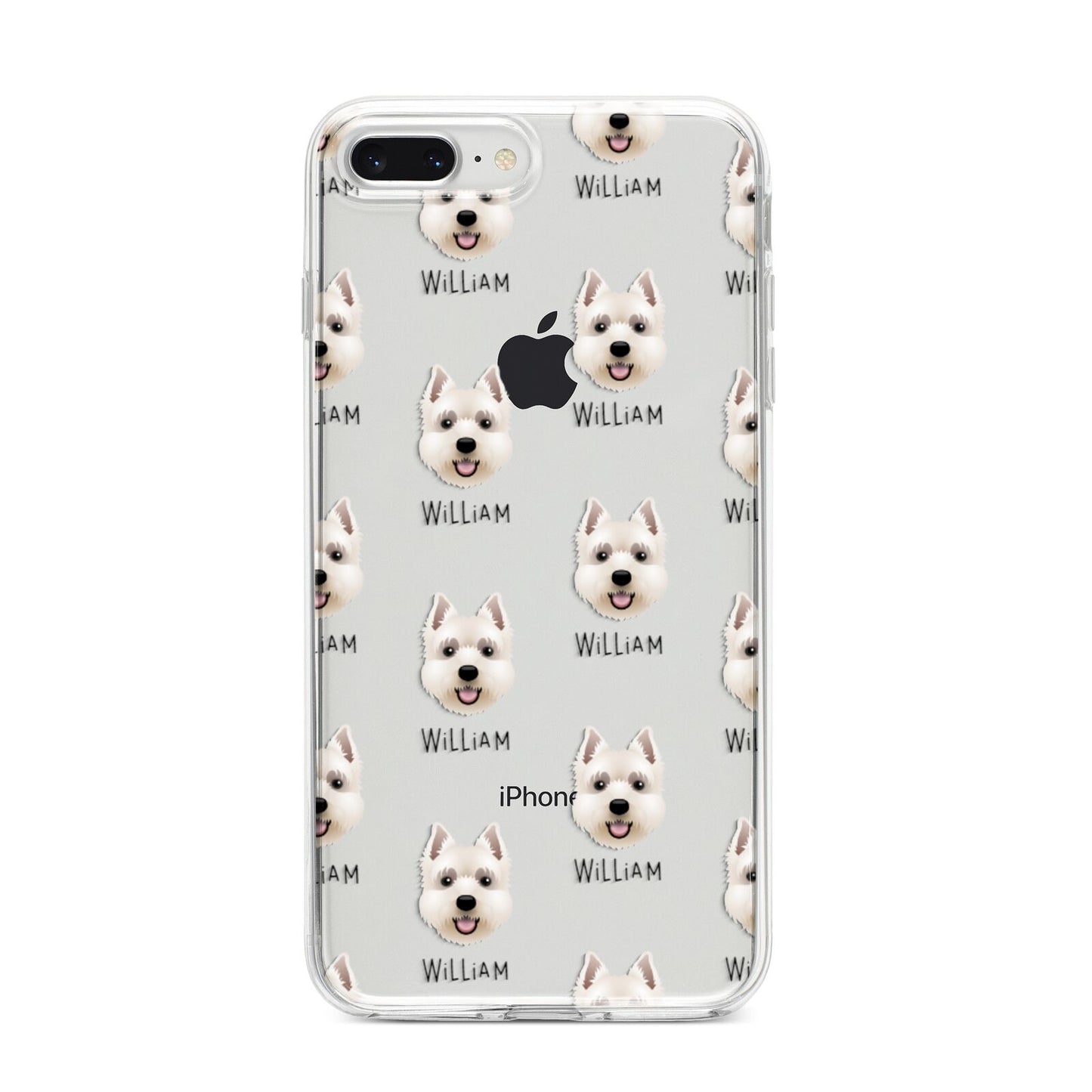 West Highland White Terrier Icon with Name iPhone 8 Plus Bumper Case on Silver iPhone