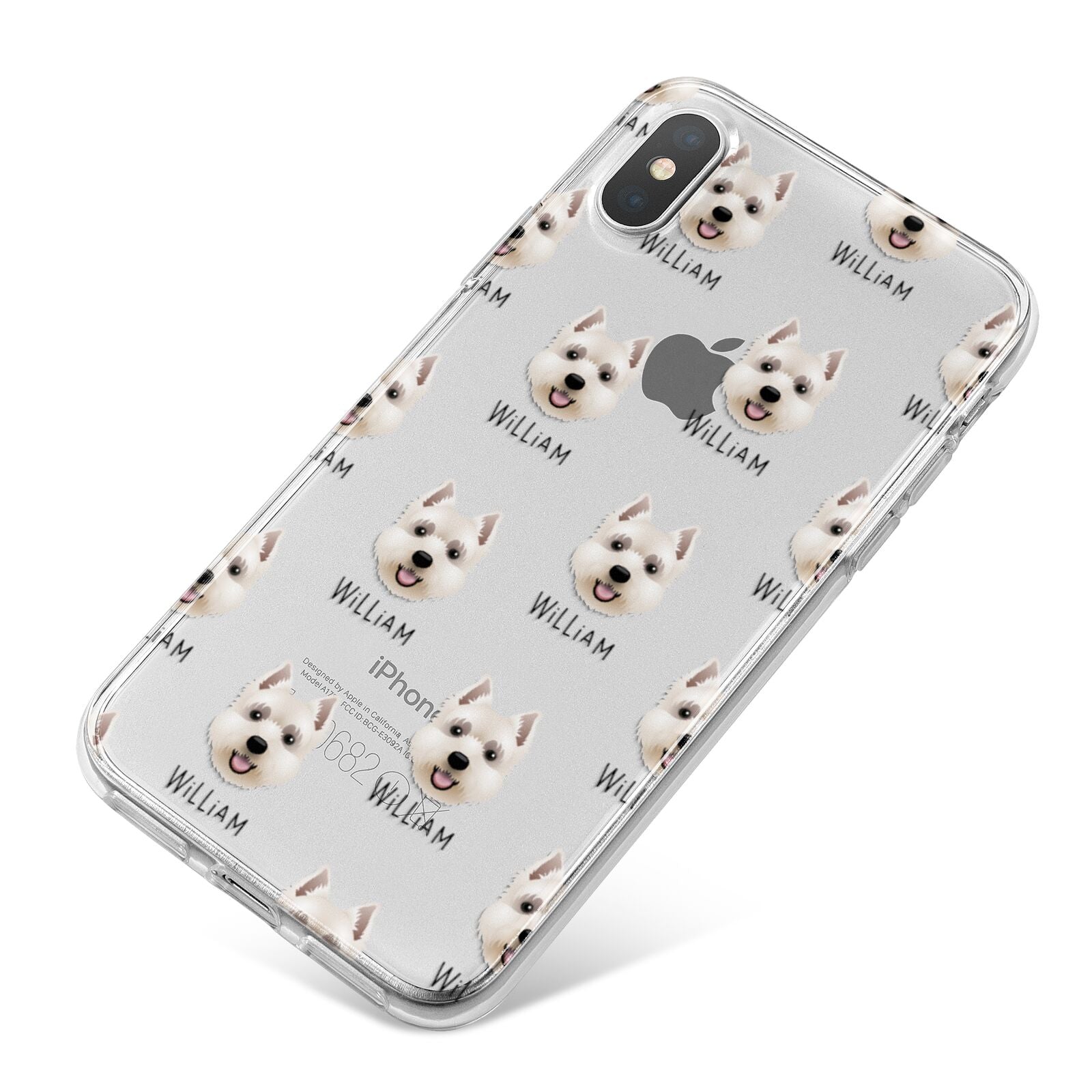 West Highland White Terrier Icon with Name iPhone X Bumper Case on Silver iPhone