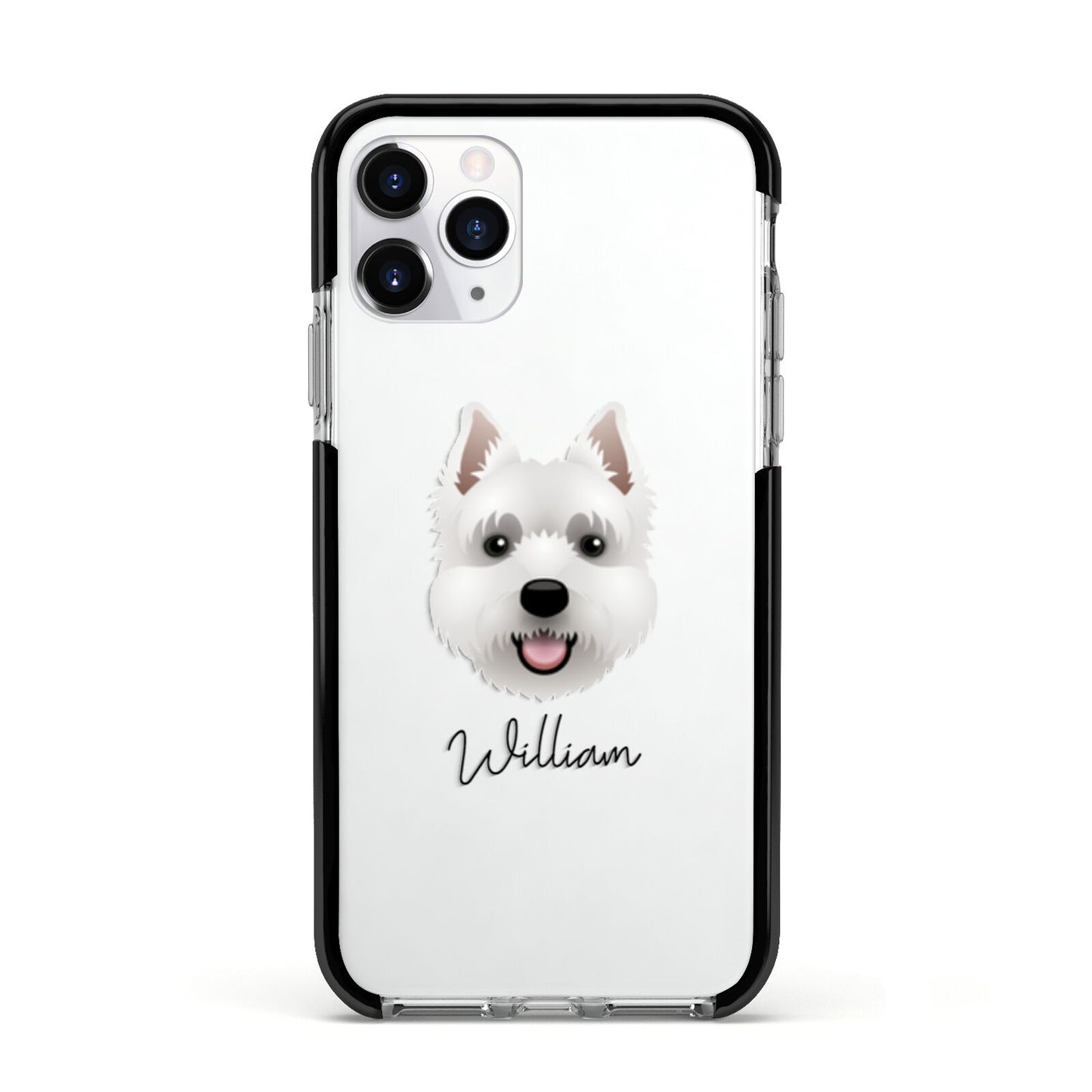 West Highland White Terrier Personalised Apple iPhone 11 Pro in Silver with Black Impact Case