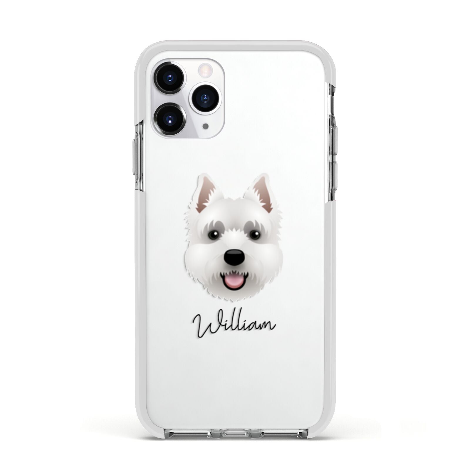 West Highland White Terrier Personalised Apple iPhone 11 Pro in Silver with White Impact Case
