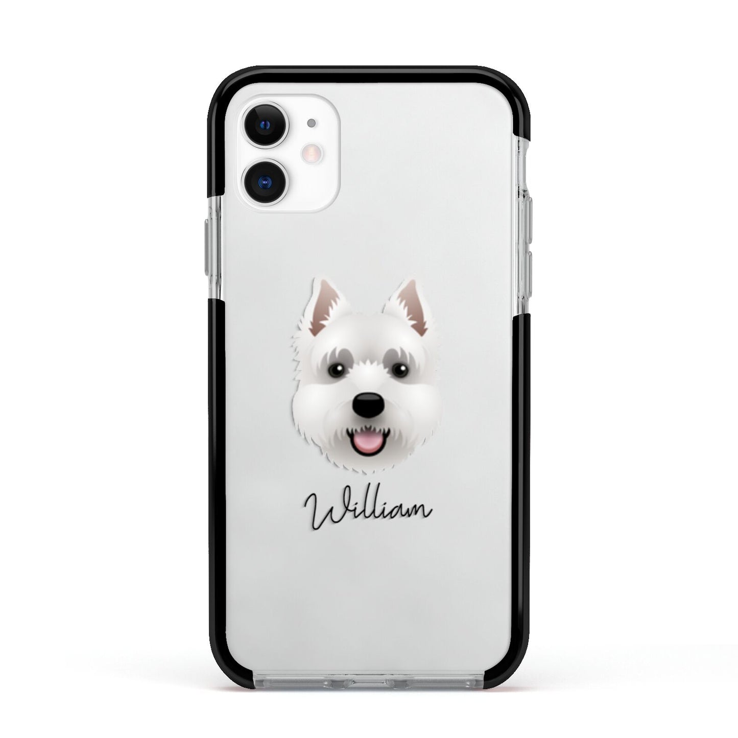 West Highland White Terrier Personalised Apple iPhone 11 in White with Black Impact Case