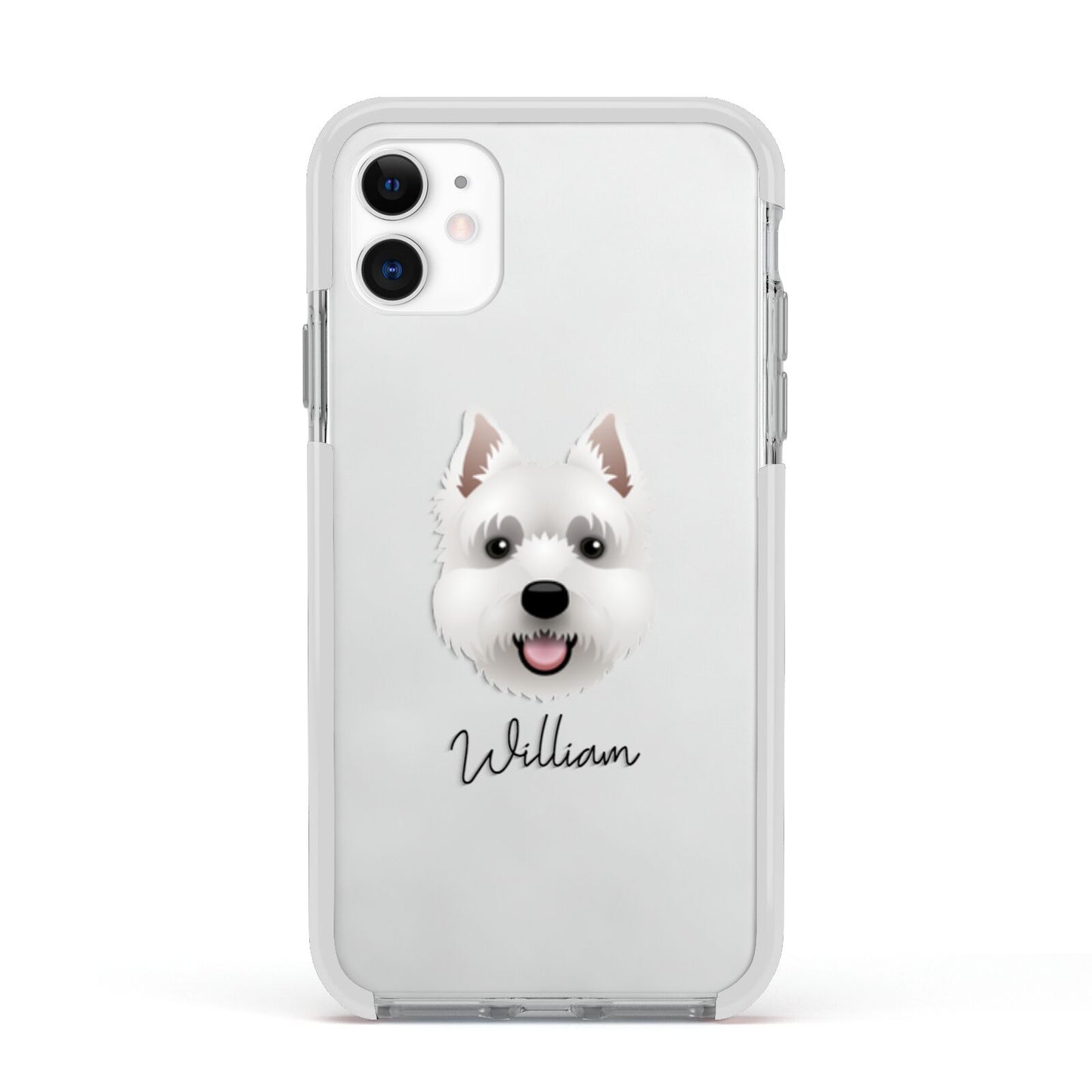 West Highland White Terrier Personalised Apple iPhone 11 in White with White Impact Case