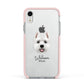 West Highland White Terrier Personalised Apple iPhone XR Impact Case Pink Edge on Silver Phone