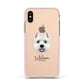 West Highland White Terrier Personalised Apple iPhone Xs Impact Case Pink Edge on Gold Phone