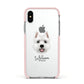 West Highland White Terrier Personalised Apple iPhone Xs Impact Case Pink Edge on Silver Phone