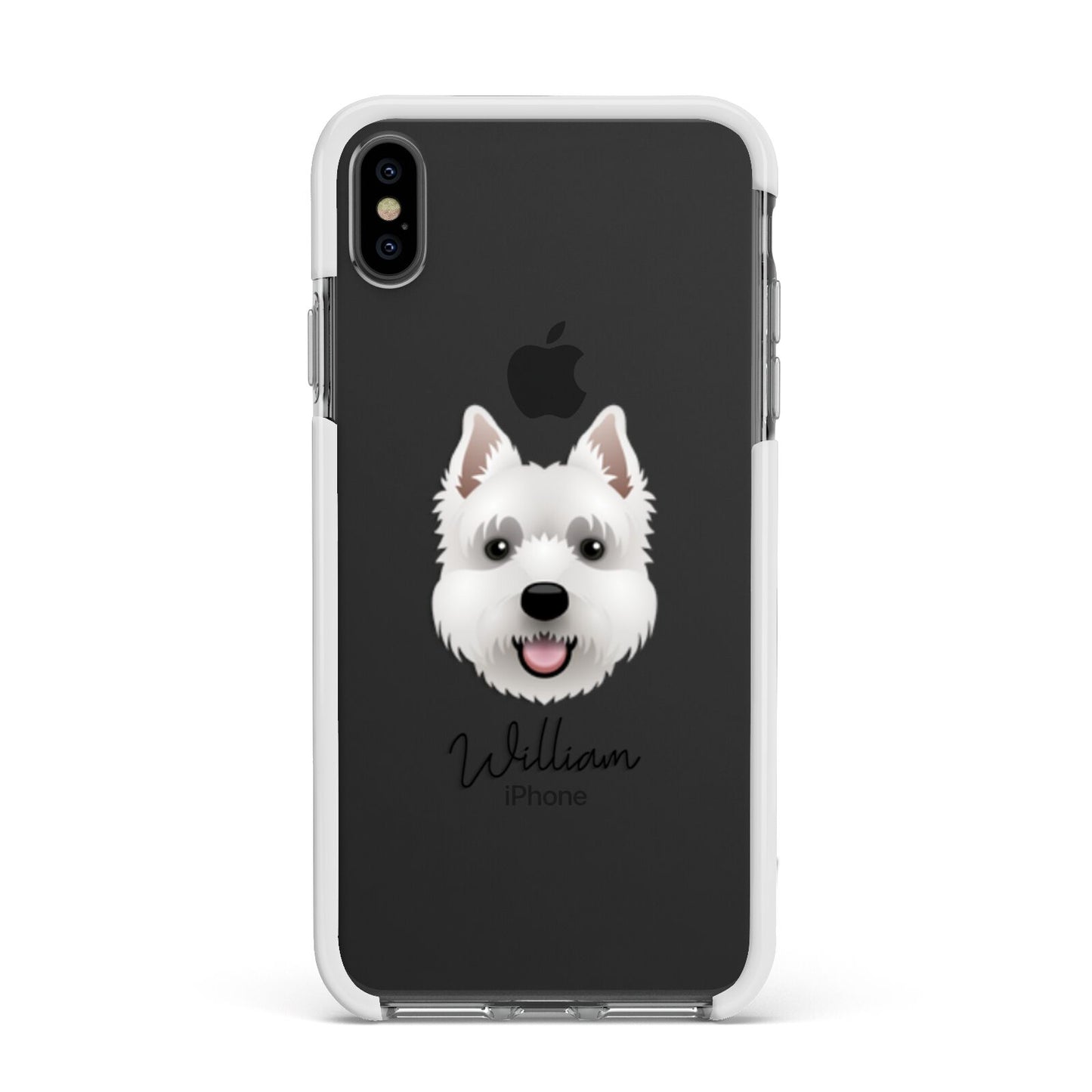 West Highland White Terrier Personalised Apple iPhone Xs Max Impact Case White Edge on Black Phone