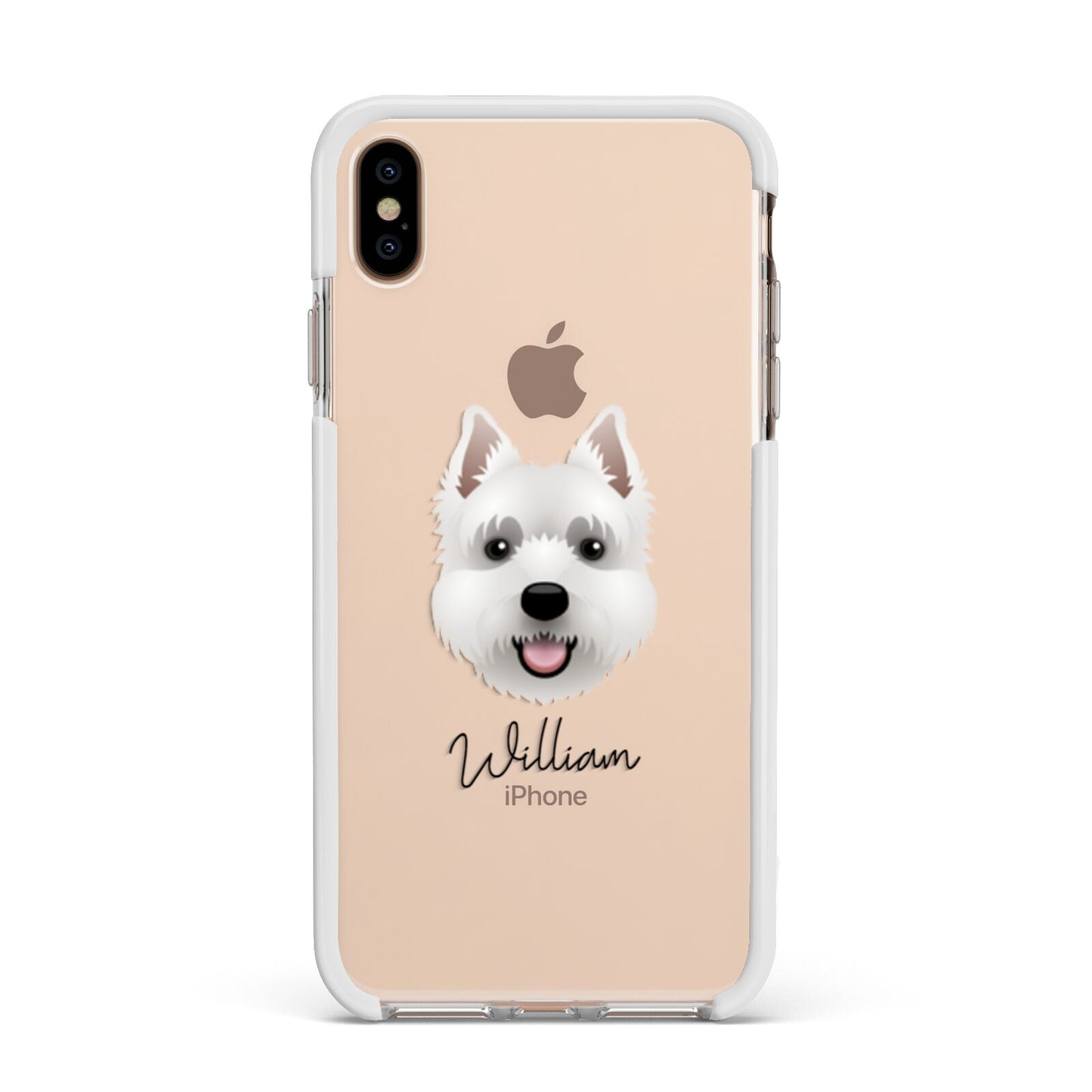 West Highland White Terrier Personalised Apple iPhone Xs Max Impact Case White Edge on Gold Phone