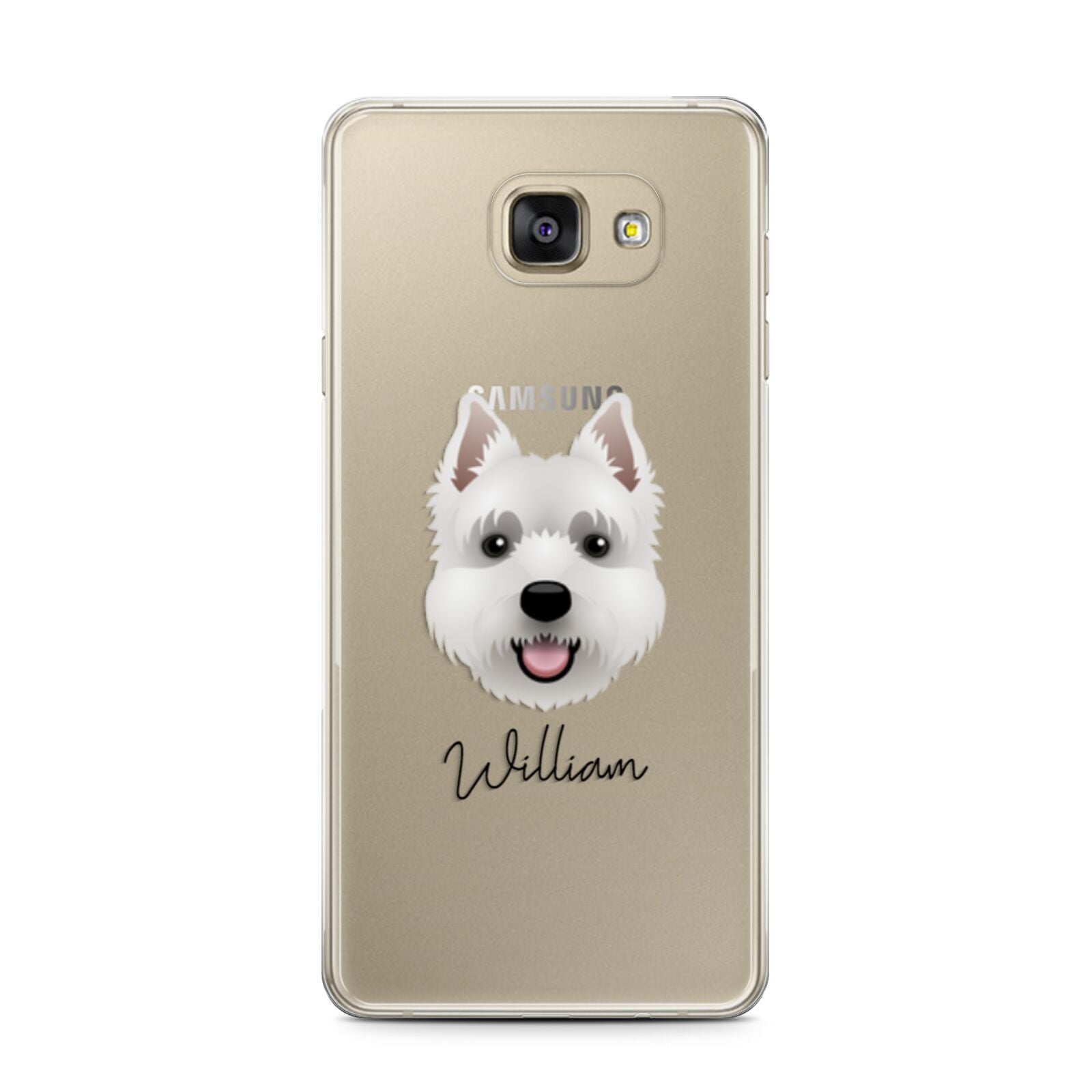 West Highland White Terrier Personalised Samsung Galaxy A7 2016 Case on gold phone