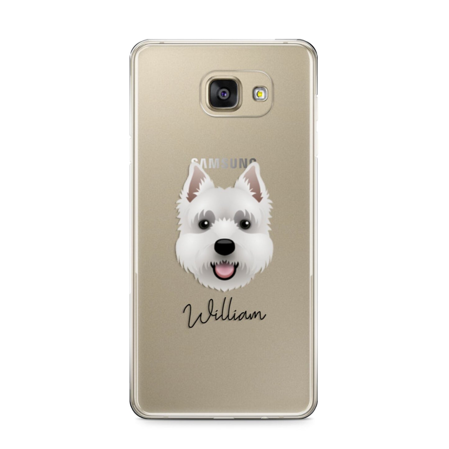 West Highland White Terrier Personalised Samsung Galaxy A9 2016 Case on gold phone