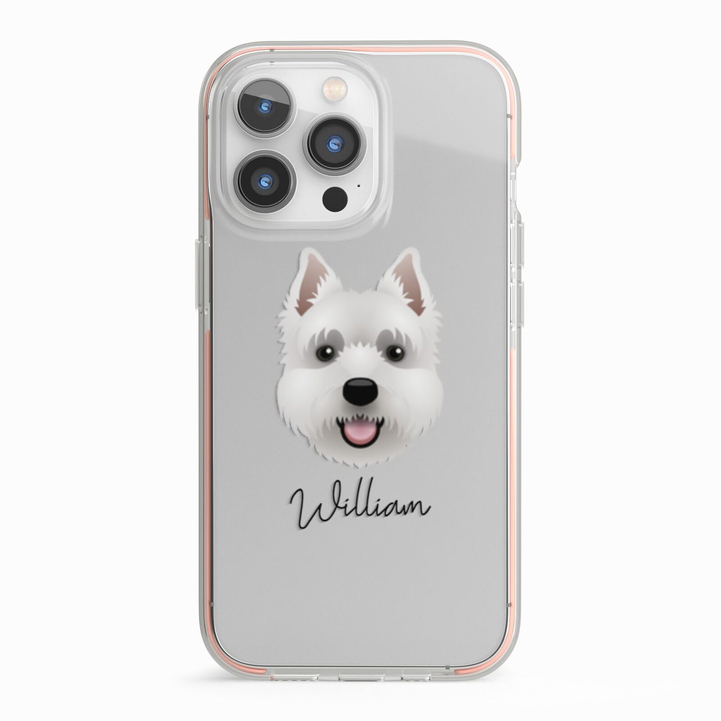 West Highland White Terrier Personalised iPhone 13 Pro TPU Impact Case with Pink Edges