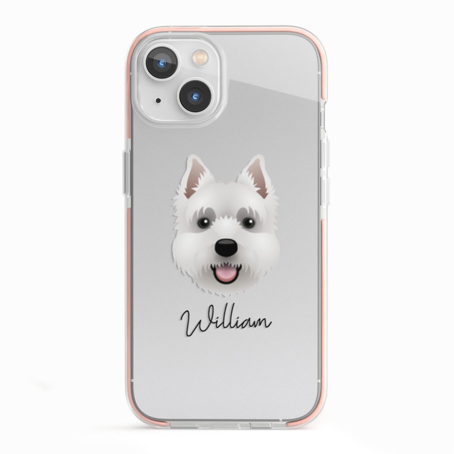 West Highland White Terrier Personalised iPhone 13 TPU Impact Case with Pink Edges