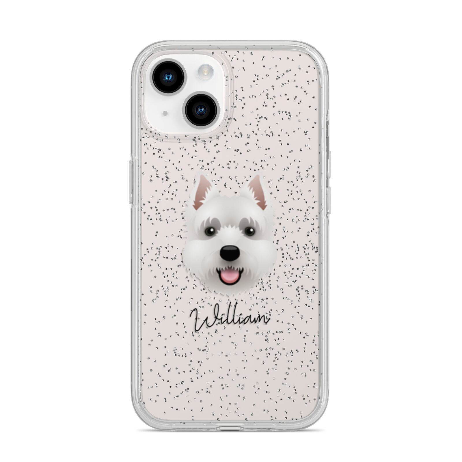 West Highland White Terrier Personalised iPhone 14 Glitter Tough Case Starlight