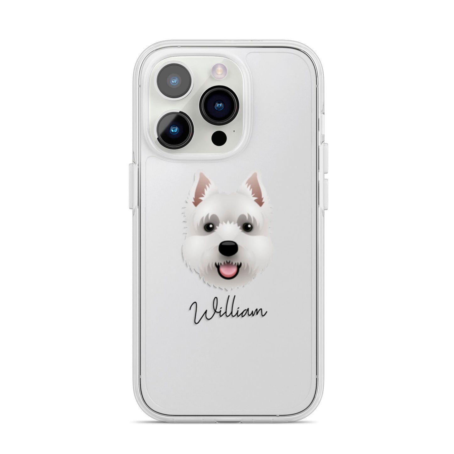 West Highland White Terrier Personalised iPhone 14 Pro Clear Tough Case Silver