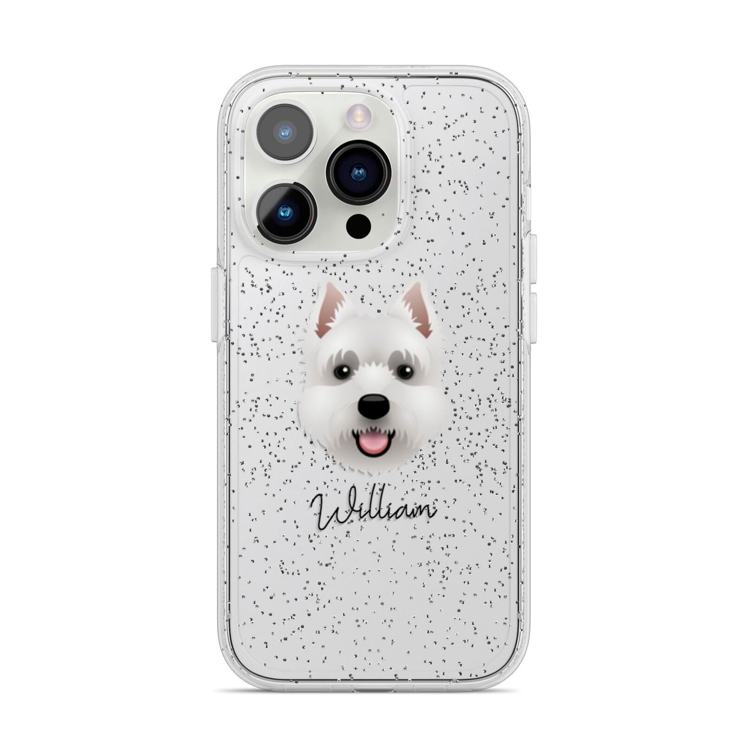 West Highland White Terrier Personalised iPhone 14 Pro Glitter Tough Case Silver