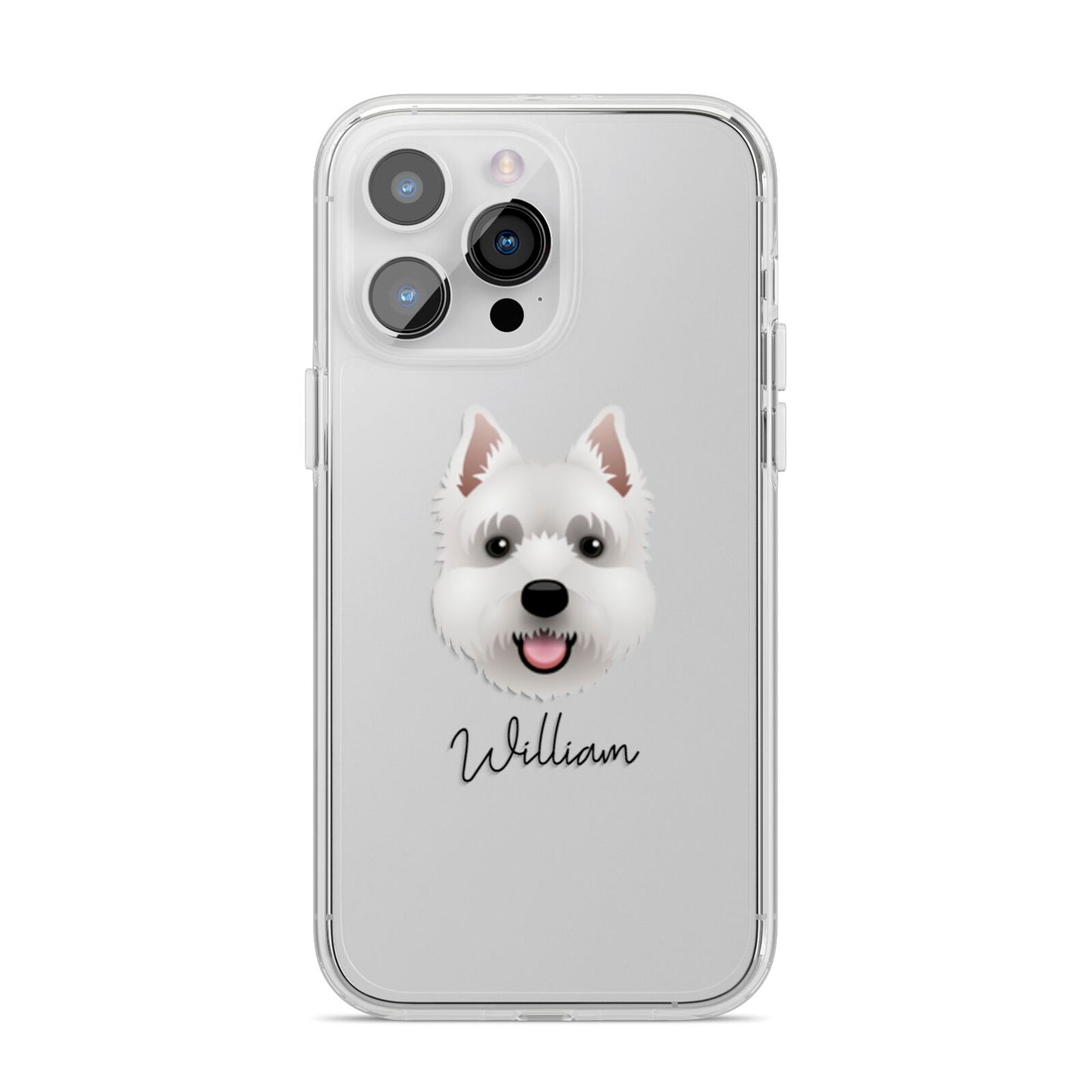 West Highland White Terrier Personalised iPhone 14 Pro Max Clear Tough Case Silver