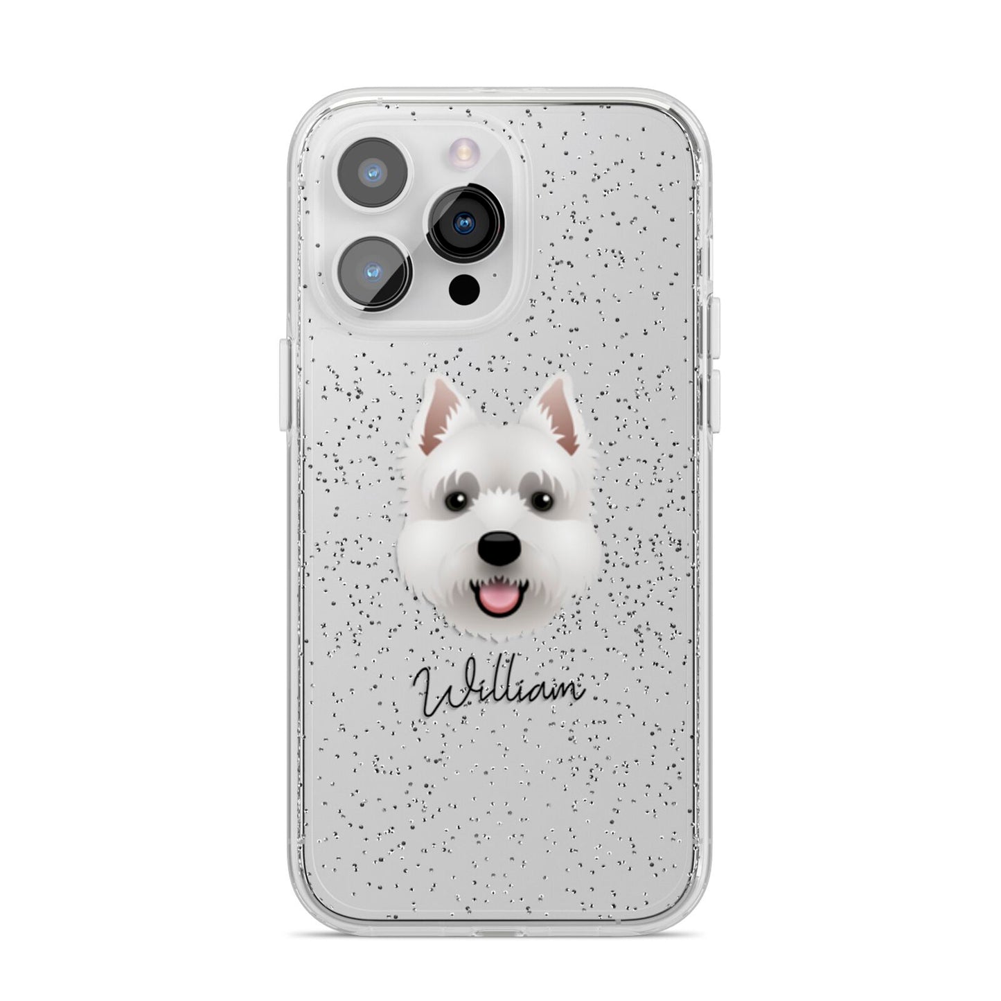 West Highland White Terrier Personalised iPhone 14 Pro Max Glitter Tough Case Silver