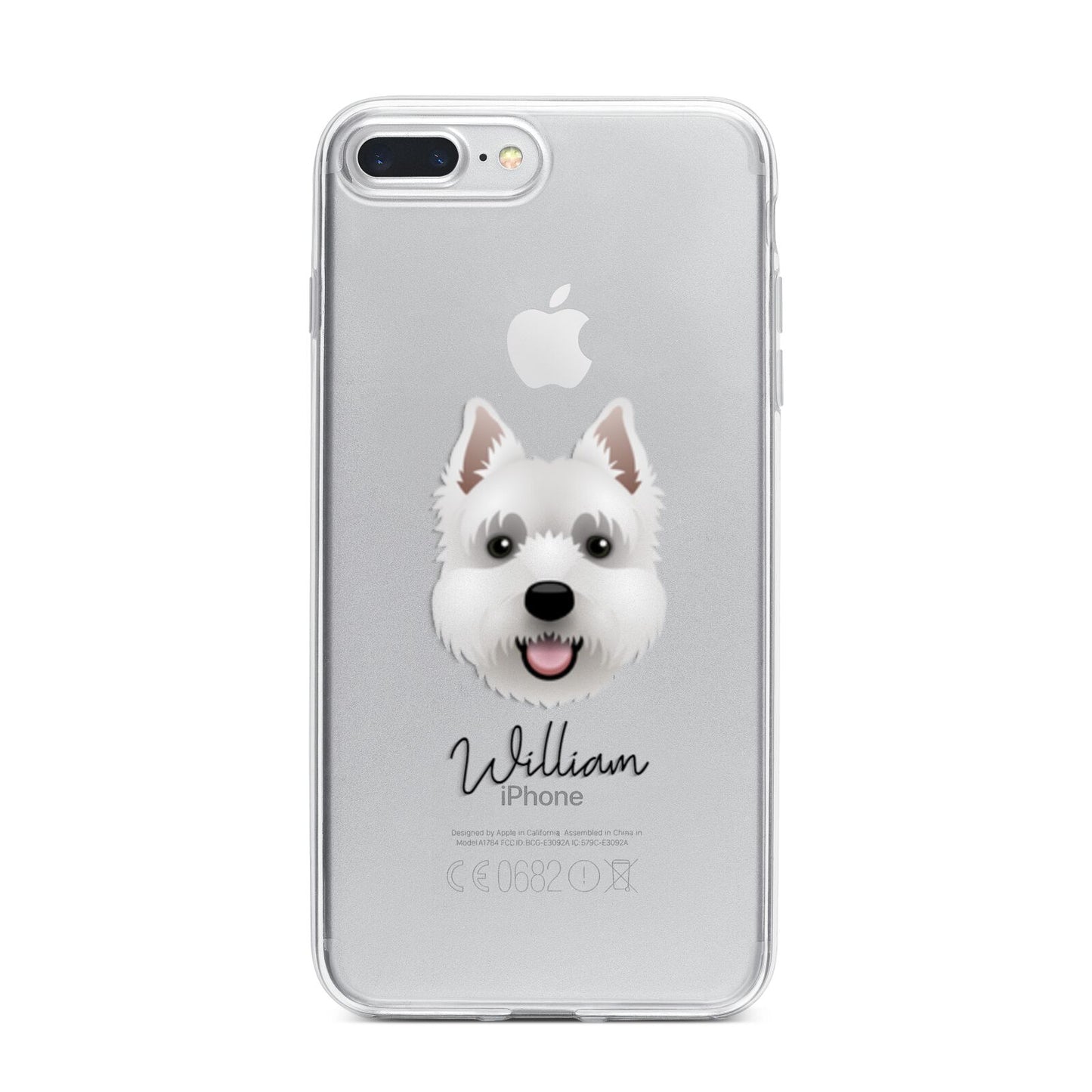 West Highland White Terrier Personalised iPhone 7 Plus Bumper Case on Silver iPhone