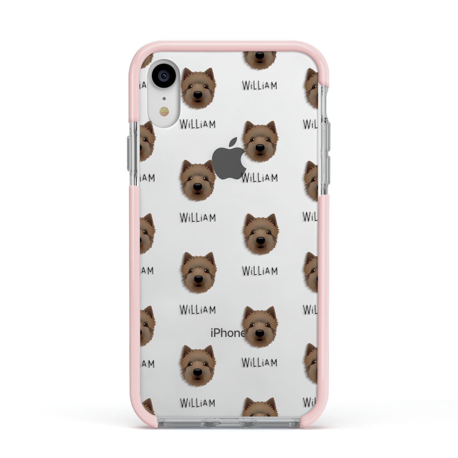 Westiepoo Icon with Name Apple iPhone XR Impact Case Pink Edge on Silver Phone