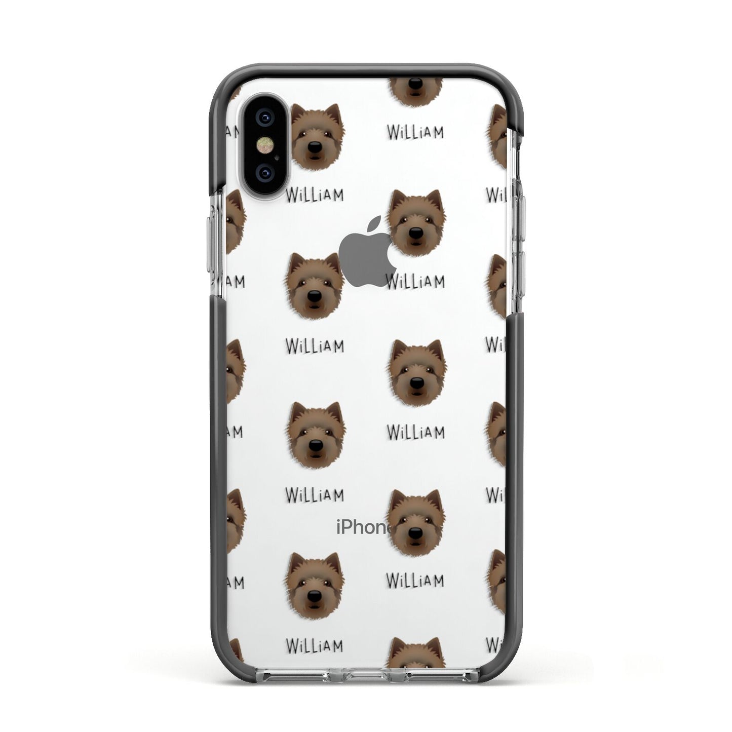 Westiepoo Icon with Name Apple iPhone Xs Impact Case Black Edge on Silver Phone